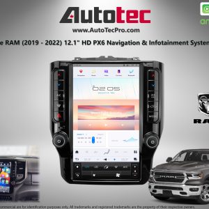 Dodge RAM (2019 – 2023) 12″ HD Tesla-Style Navigation & Infotainment System | Android 13 | GPS | BT | Wifi | CarPlay | 4G LTE