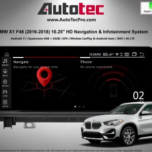 BMW X1 (2016 – 2018) F48 OEM FIT 10.25″ HD Touch-Screen Android Navigation System | GPS | BT | Wifi | Camera | CarPlay