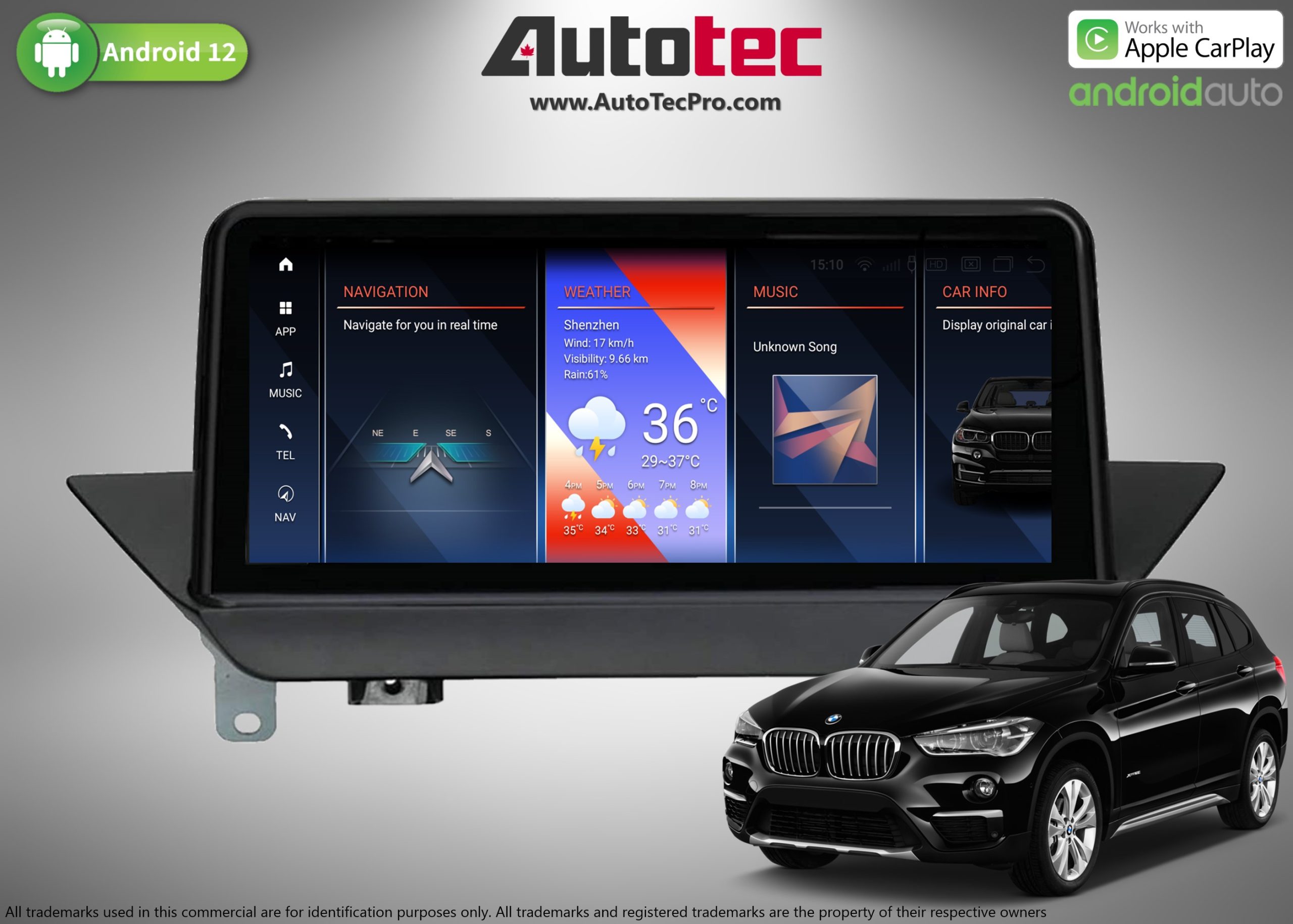 BMW X1 (2009 – 2015) E84 OEM FIT 10.25″ HD Touch-Screen Android Navigation System | GPS | BT | Wifi | Camera | CarPlay