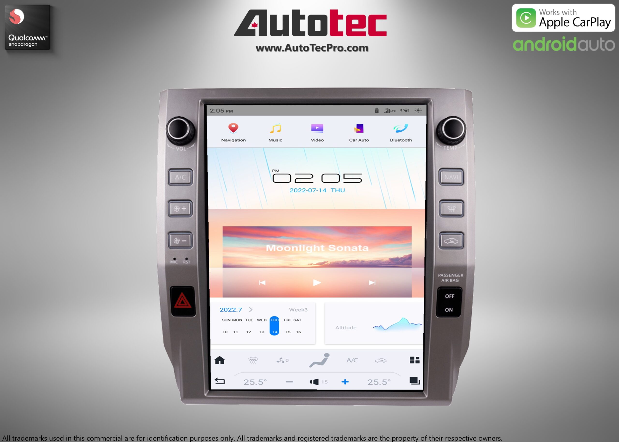 Toyota Tundra (2014 – 2021) 12.1″ HD Touch-Screen Android Navigation System | Android 13 | GPS | BT | WiFi | Camera | CarPlay