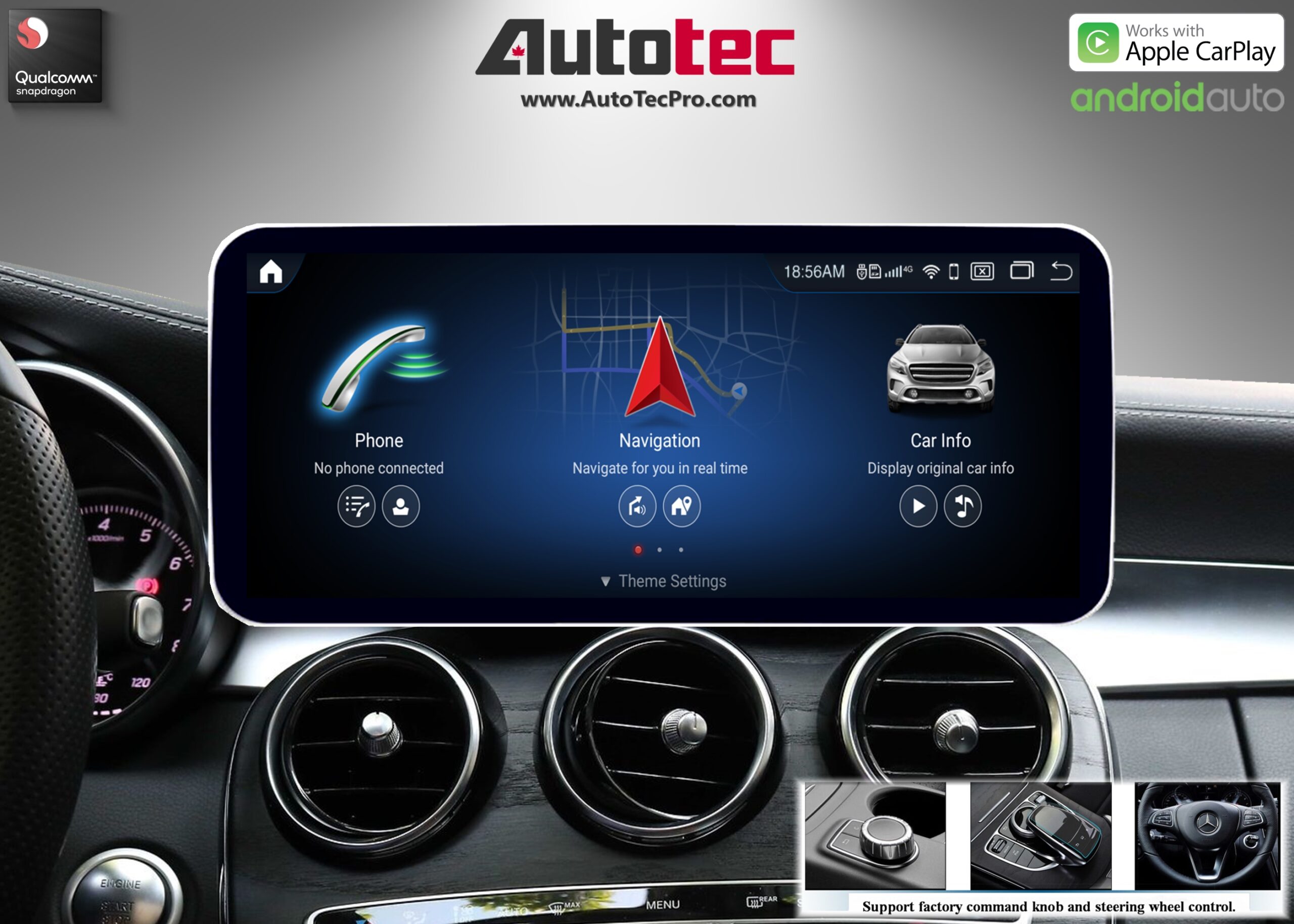 Mercedes-Benz C-Class (2015-2022 | W205) Direct-Fit 10.25″ / 12.3″ OEM-Fit HD IPS Touch-Screen Android Navigation & Infotainment System | Android 14 | GPS | BT | Wifi | 4G LTE | CarPlay