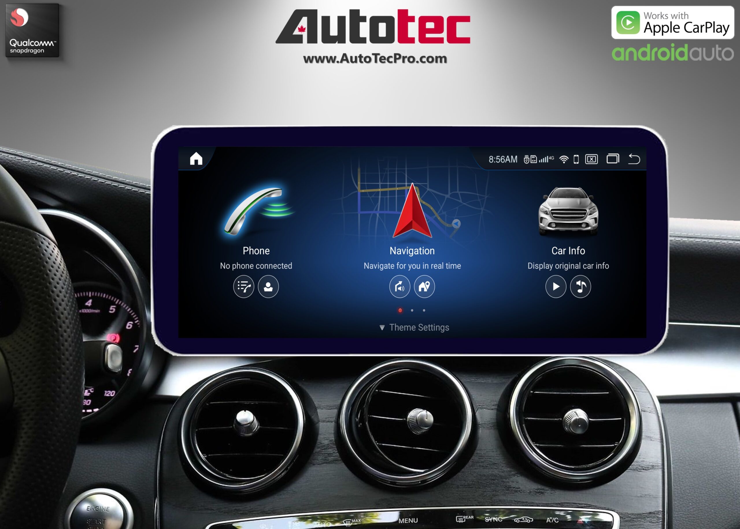 Mercedes-Benz GLA / CLA (2014 – 2019) Direct-Fit 10.25″ / 12.3″ HD IPS Touch-Screen Android Navigation System | Android 14 | GPS | BT | Wifi | Camera | CarPlay