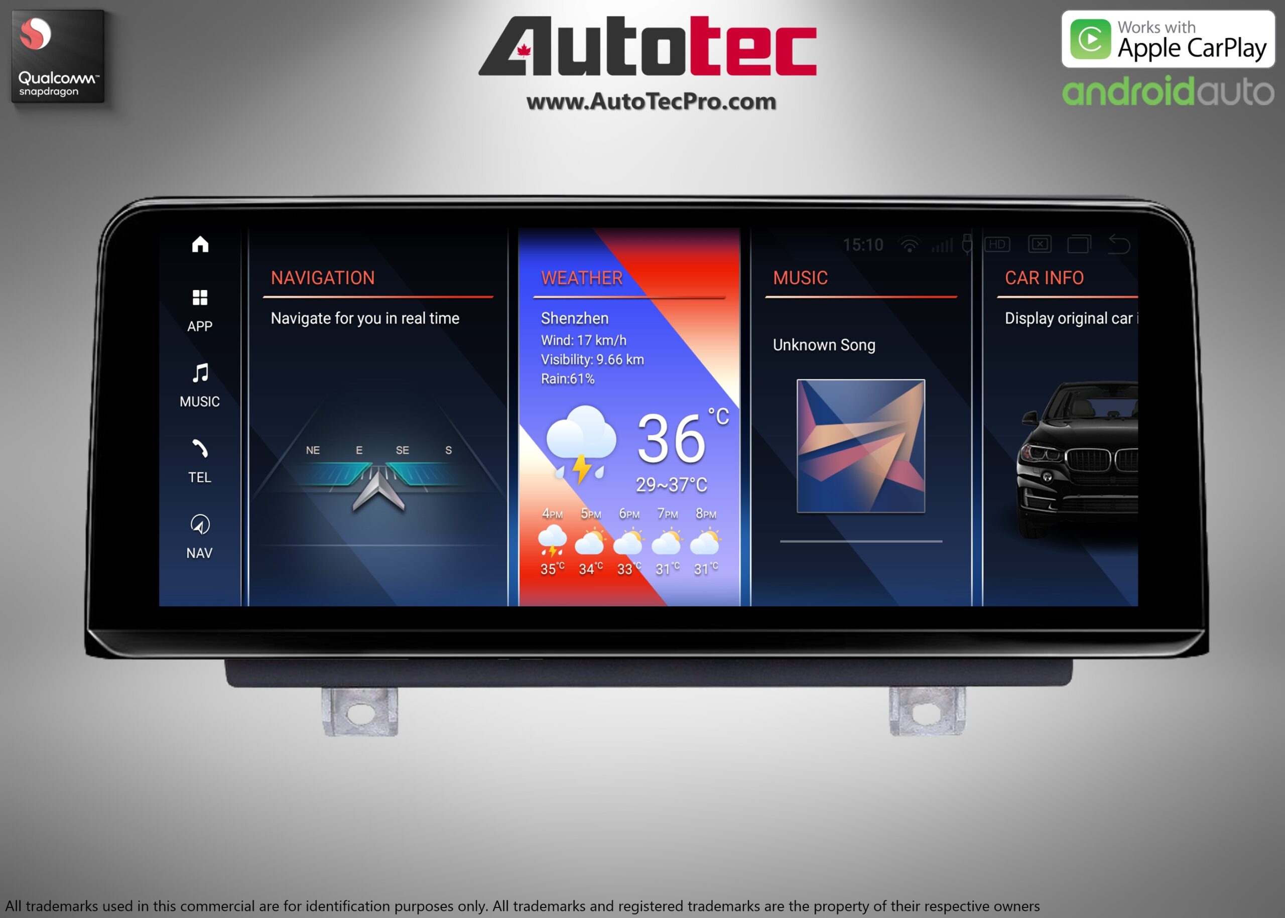 BMW X1 (2016 – 2018) F48 OEM FIT 10.25″HD Touch-Screen Android Navigation System | Android 14 | GPS | BT | Wifi | Camera | CarPlay