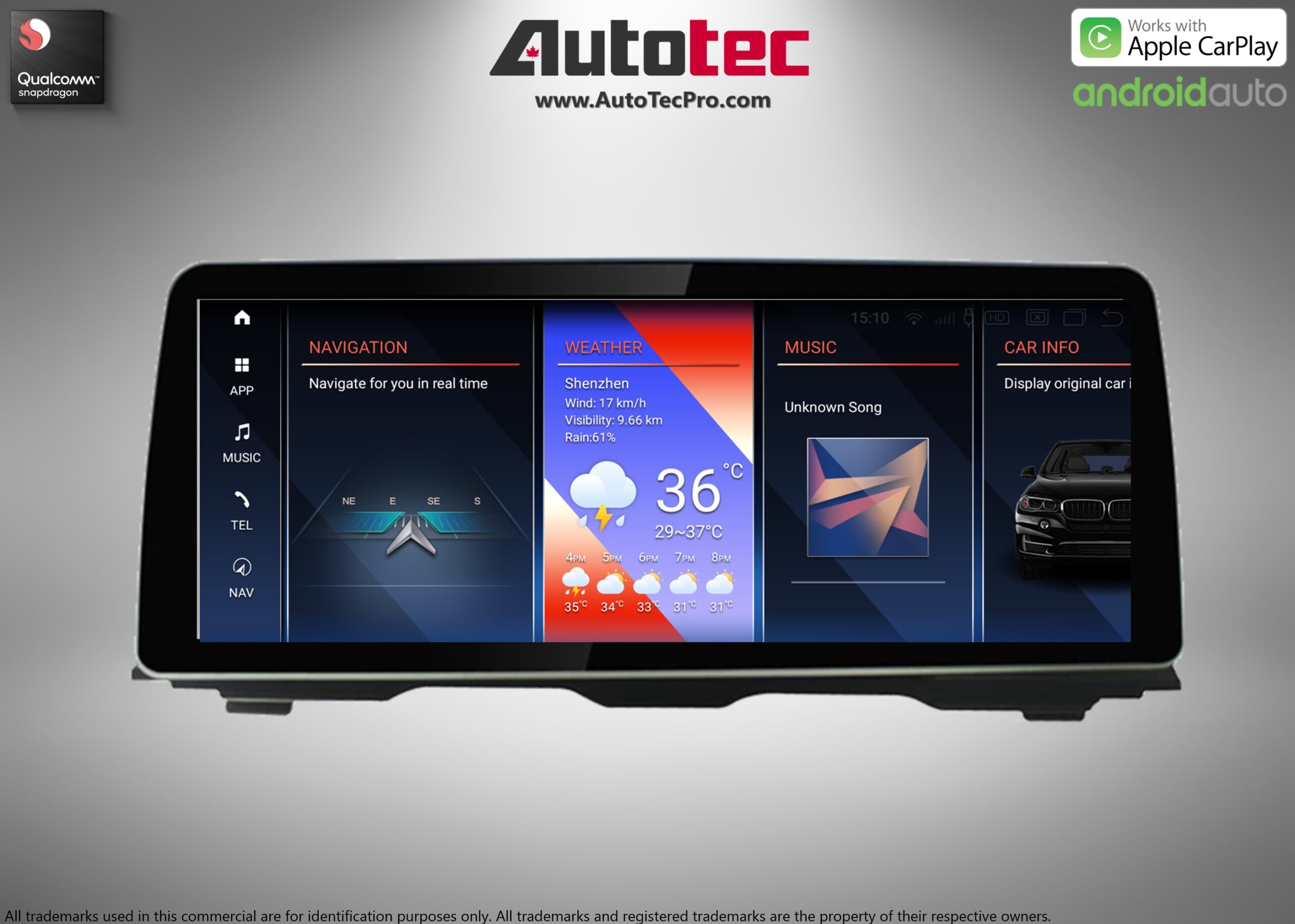 BMW X3 (2011 – 2018) F25 OEM FIT 12.3″ HD Touch-Screen Android Navigation System | Android 14 | GPS | BT | Wifi | Camera | CarPlay