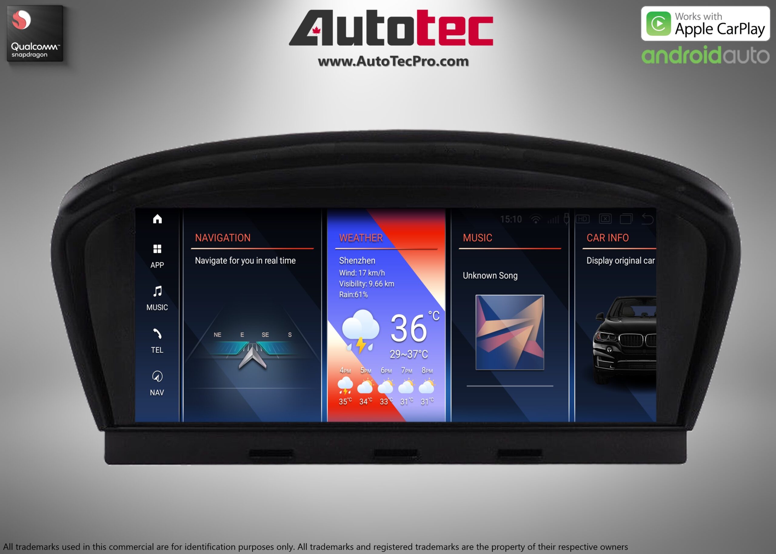 BMW 3 Series (2006 – 2012)  E90 / E91 / E92 OEM FIT 8.8″ HD Touch-Screen Android Navigation System | Android 14 | GPS | BT | Wifi | Camera | CarPlay