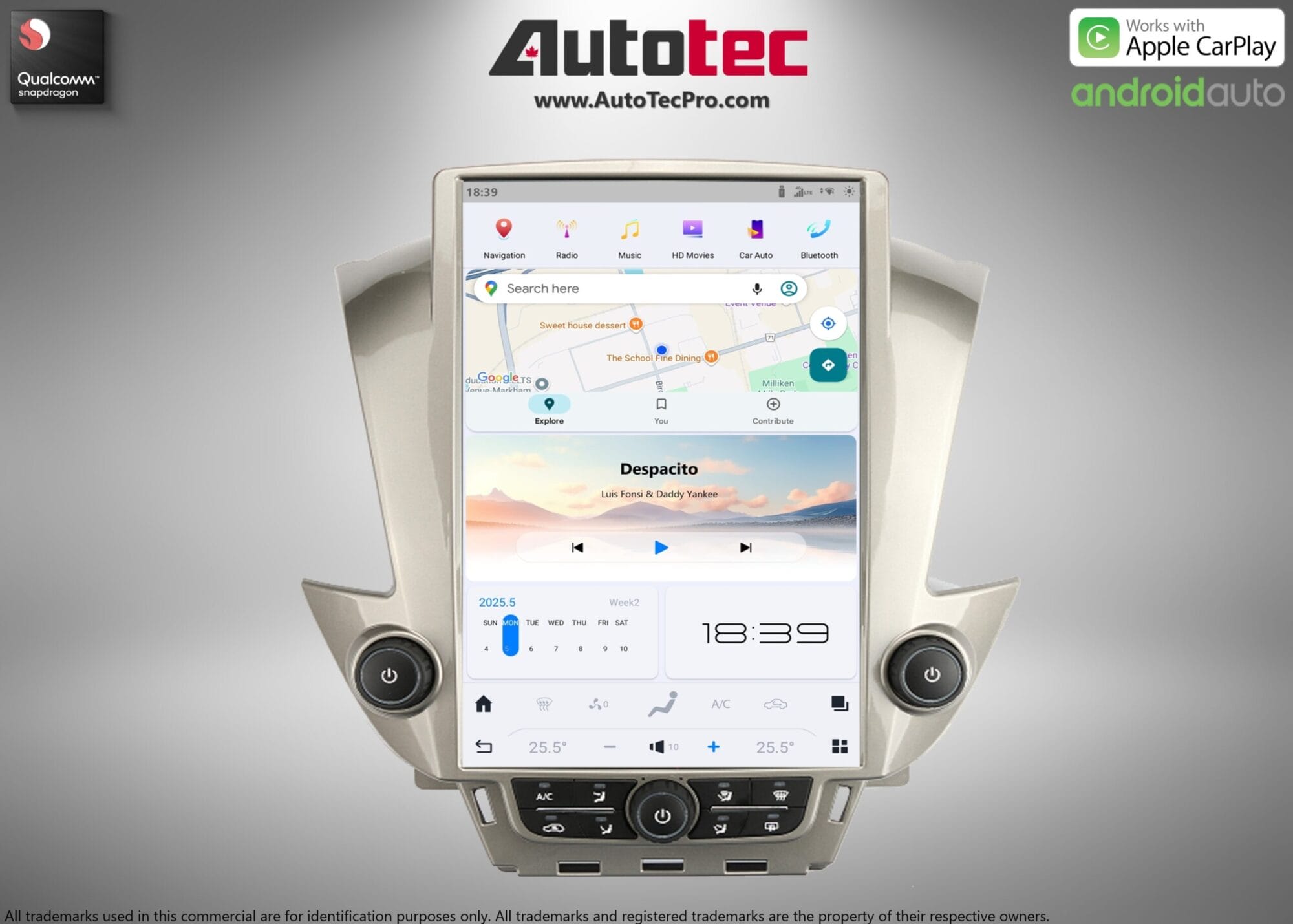 Chevrolet Tahoe / Suburban / GMC Yukon (2015 – 2020) 15.6″ IPS QHD 2K Touch-Screen Navigation & Infotainment System | Android 13 | GPS | BT | Wifi | CarPlay | Onstar | 4G LTE