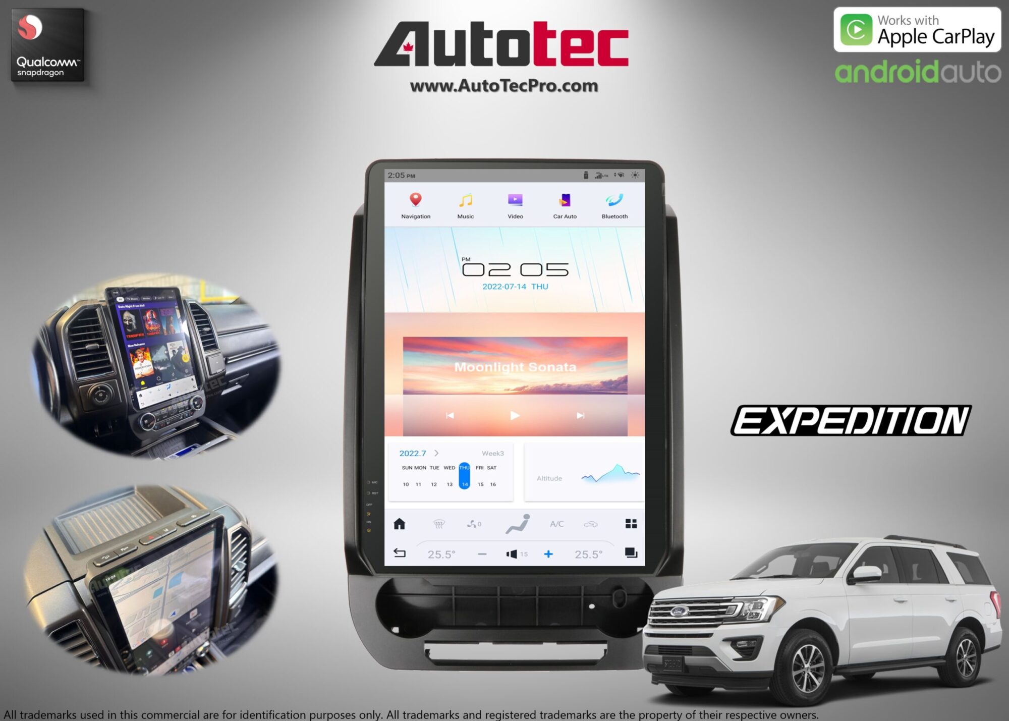 Ford Expedition (2018 – 2021) 14.4″ IPS QHD 2K Touch-Screen Navigation & Infotainment System | Android 13 | GPS | BT | Wifi | CarPlay | SYNC | 4G LTE