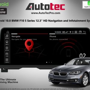 BMW 5 Series (2011 – 2018) F10 F11 OEM-FIT 12.3″ HD Touch-Screen Android Navigation System | GPS | BT | Wifi | 4G LTE | CarPlay
