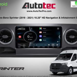 Mercedes-Benz Sprinter (2019 – 2022) Direct-Fit 10.25″ HD Touch-Screen Android Navigation System | GPS | BT | Wifi | CarPlay | Camera