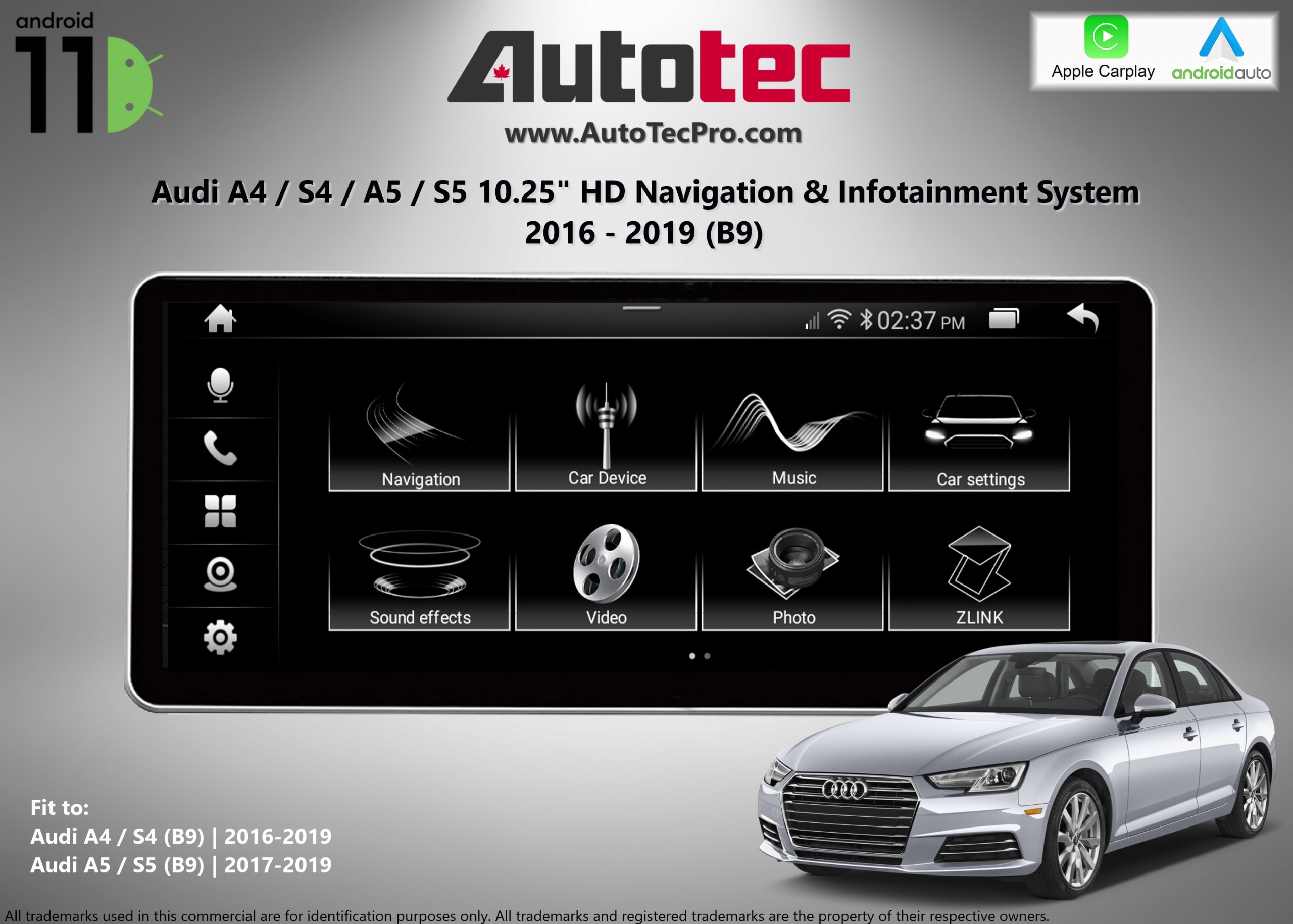 Apple CarPlay® y Android Auto para Audi A4 8W con MIB/MIB2/MIB2
