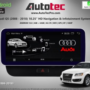 AUDI Q5 (2008 – 2017) OEM FIT 10.25″ / 12.3″ HD Touch-Screen Android Navigation System | GPS | BT | Wifi | Camera | CarPlay