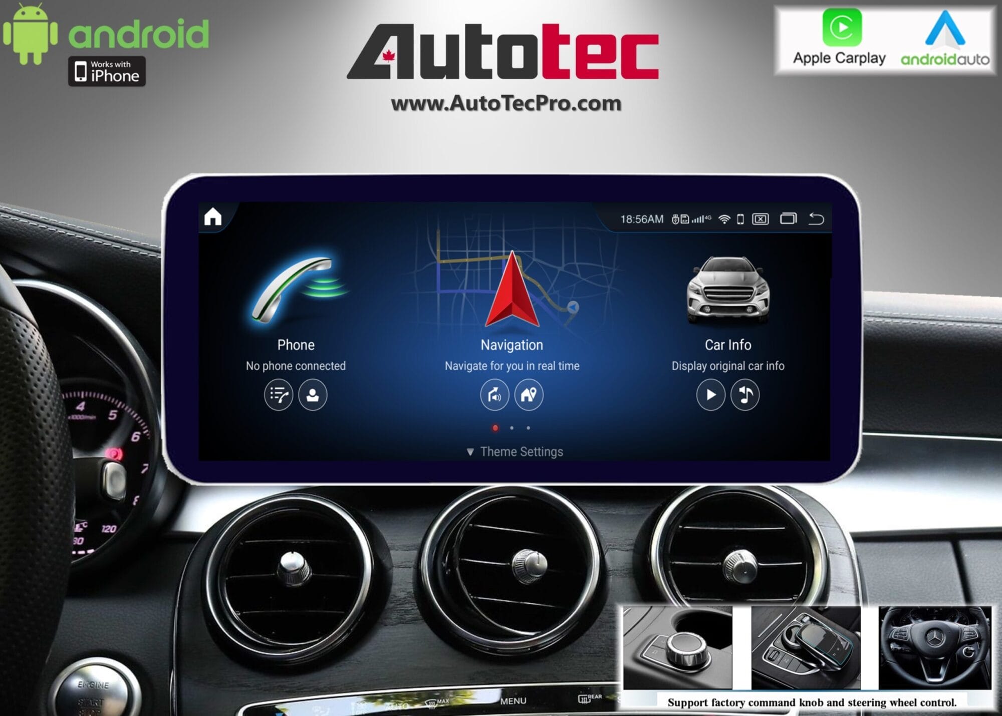 Mercedes-Benz GLC (2015-2022 | X253/C253) 10.25″ / 12.3″ OEM-Fit HD IPS Touch-Screen Android Navigation & Infotainment System | Android 14 | GPS | BT | Wifi | 4G LTE | CarPlay