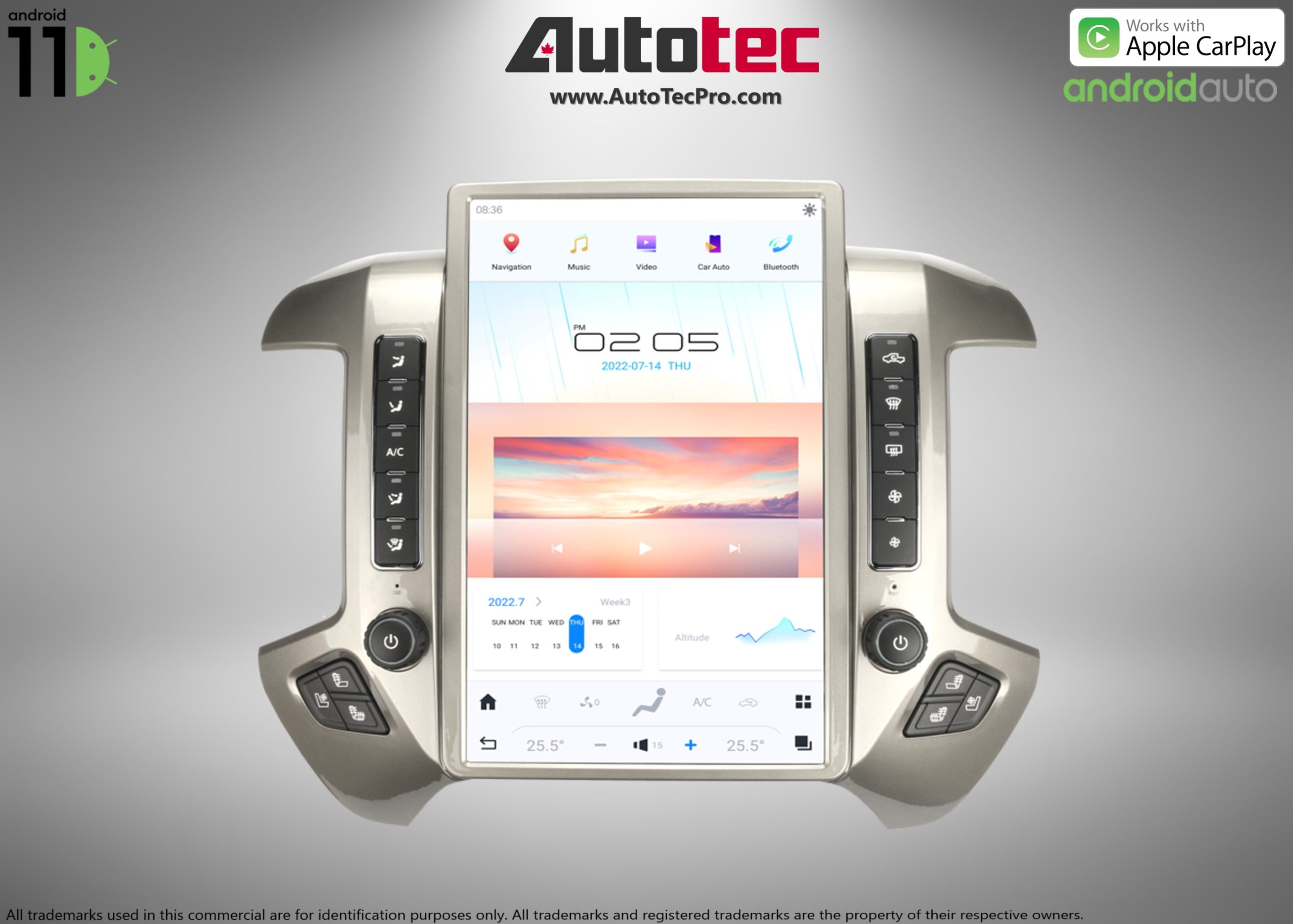 Chevrolet Silverado / GMC Sierra 14.4″ IPS QHD 2K Touch-Screen Navigation & Infotainment System | Android 11 | GPS | BT | Wifi | CarPlay | Onstar | 4G LTE