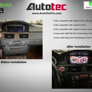 BMW 3 Series (2006 – 2012)  E90 / E91 / E92 OEM FIT 8.8″ HD Touch-Screen Android Navigation System | Android 14 | GPS | BT | Wifi | Camera | CarPlay