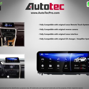 Lexus RX ( 2016- 2019 ) 12.3″ HD Touch-Screen Navigation & Infotainment System | GPS | BT | Wifi | A2DP | CarPlay