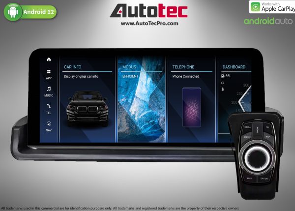 BMW 3 Series (2006 – 2012) E90 / E91 / E92 OEM FIT 10.25″ /12.5″ HD  Touch-Screen Android Navigation System, GPS, BT, Wifi, Camera