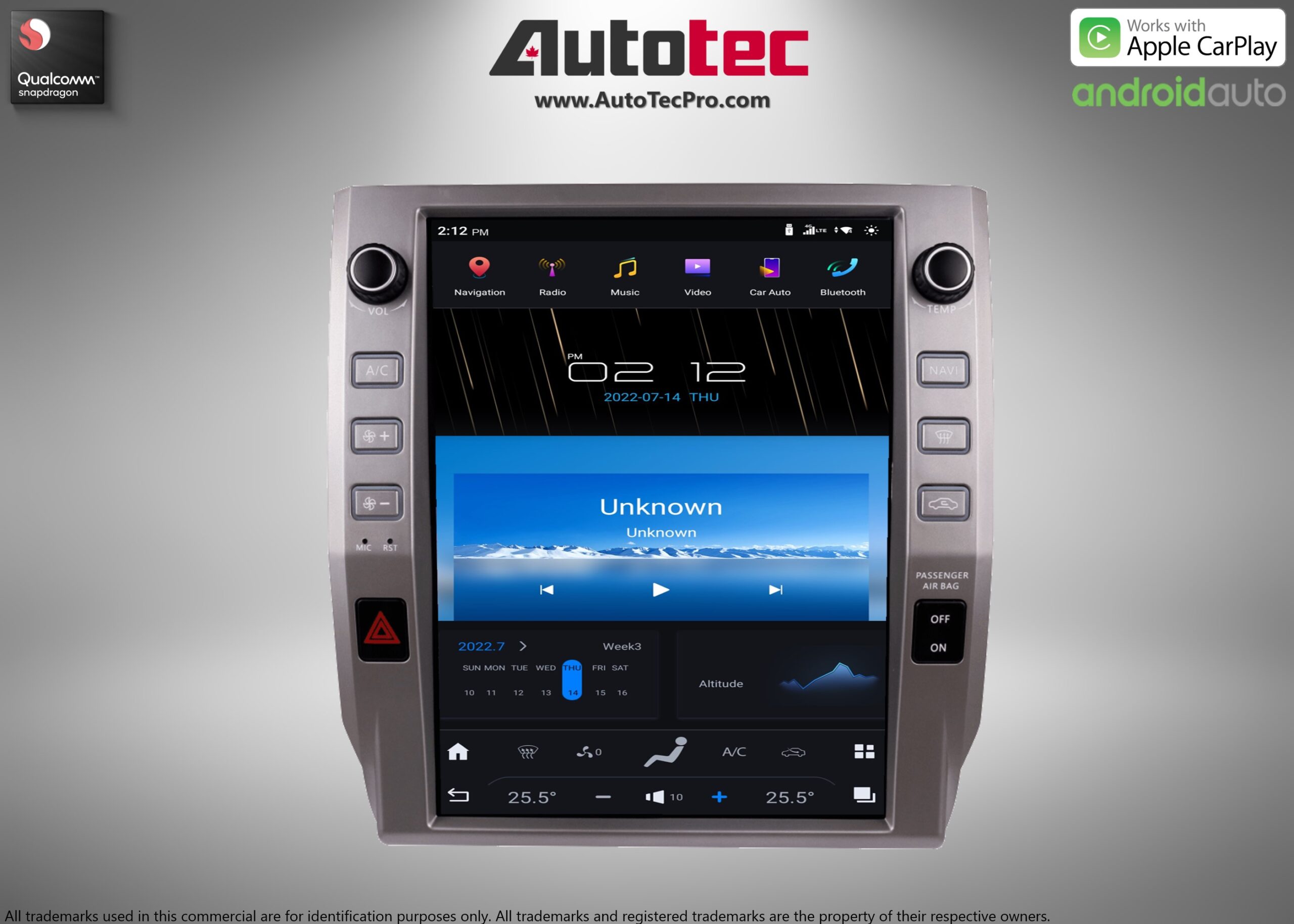 Toyota Tundra (2014 – 2021) 12.1″ HD Touch-Screen Android Navigation System | Android 13 | GPS | BT | WiFi | Camera | CarPlay