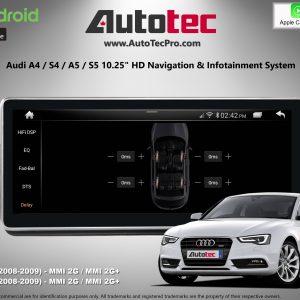 AUDI A4 / A5 (2008 – 2009) OEM FIT 10.25″ HD Touch-Screen Android Navigation System | GPS | BT | Wifi | Camera | CarPlay | MMI 2G | MMI 2G+