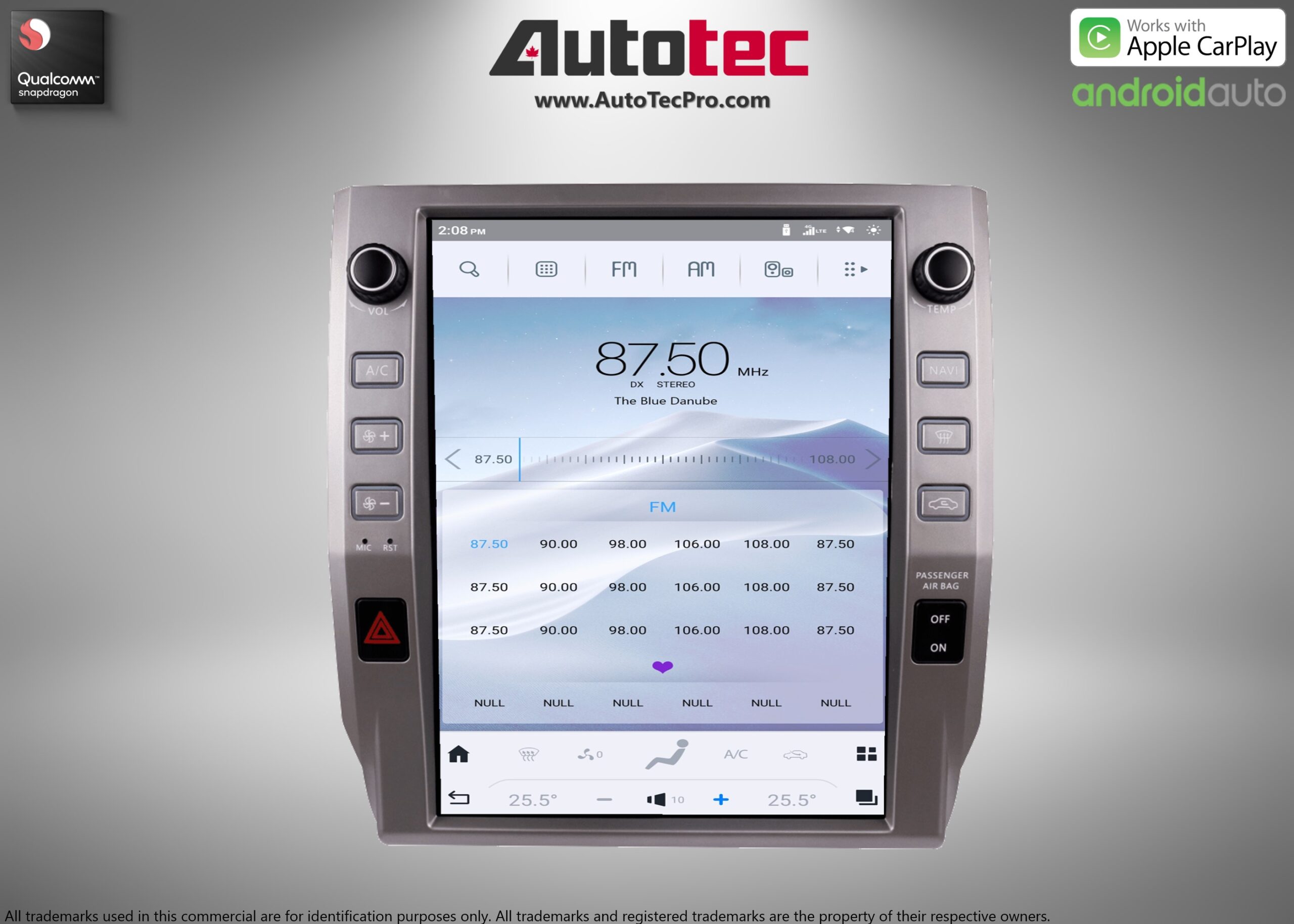 Toyota Tundra (2014 – 2021) 12.1″ HD Touch-Screen Android Navigation System | Android 13 | GPS | BT | WiFi | Camera | CarPlay