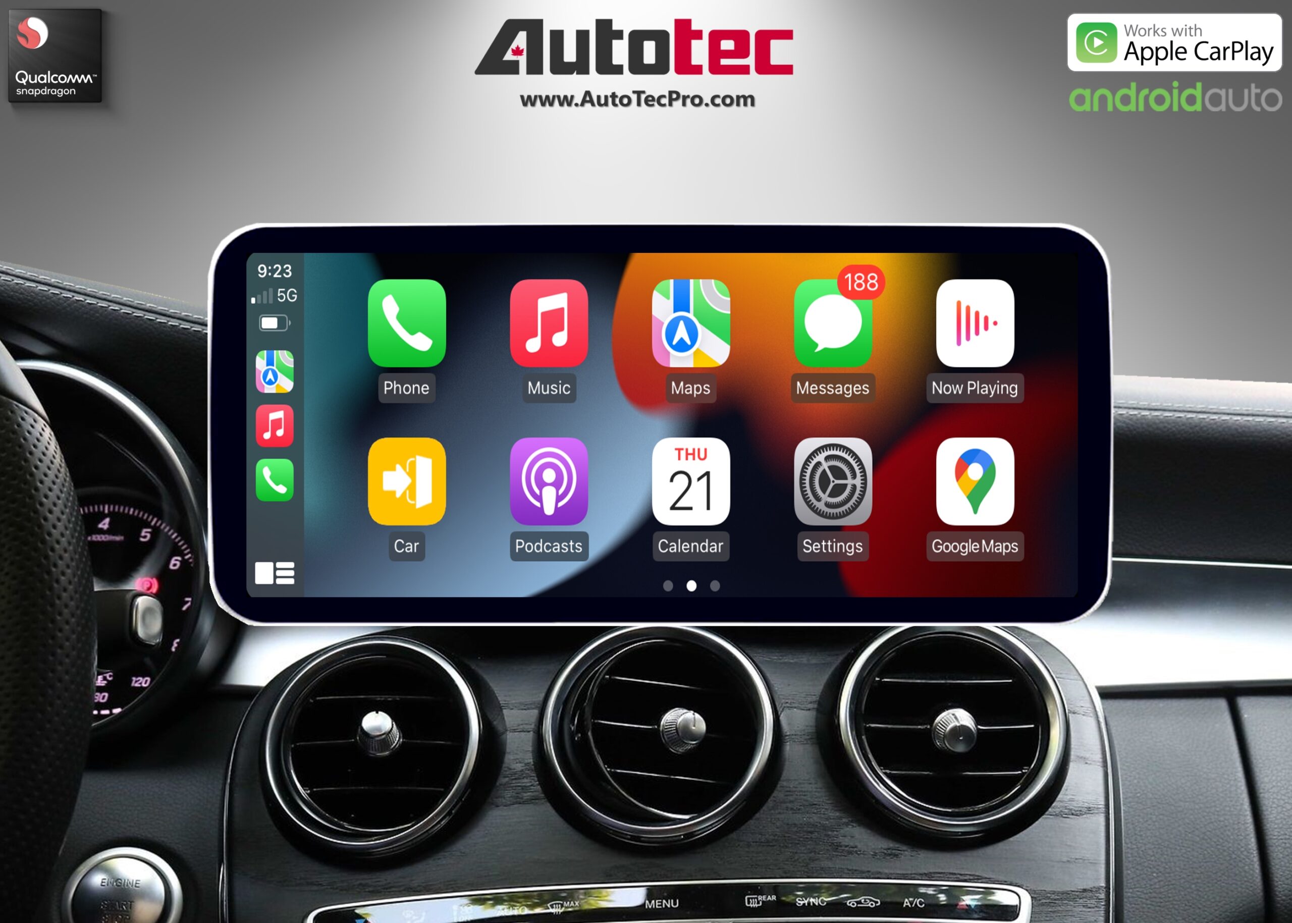 Mercedes-Benz C-Class (2015-2022 | W205) Direct-Fit 10.25″ / 12.3″ OEM-Fit HD IPS Touch-Screen Android Navigation & Infotainment System | Android 14 | GPS | BT | Wifi | 4G LTE | CarPlay