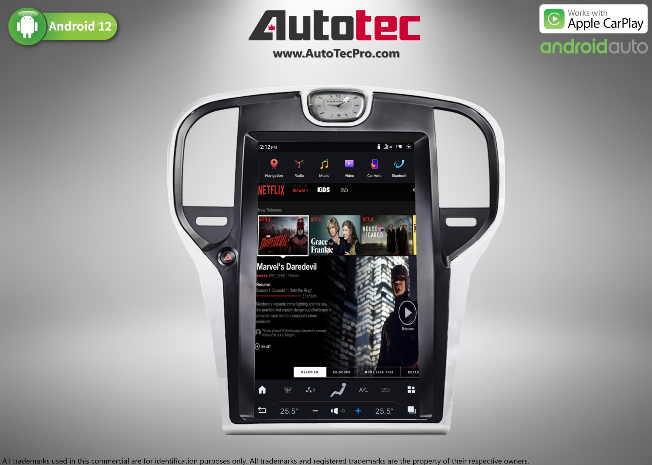 Chrysler 300 300C (2011 – 2020) 13.3″ IPS HD Touch-Screen Navigation & Infotainment System | Android 12 | GPS | BT | WiFi | Camera | CarPlay | 4G LTE