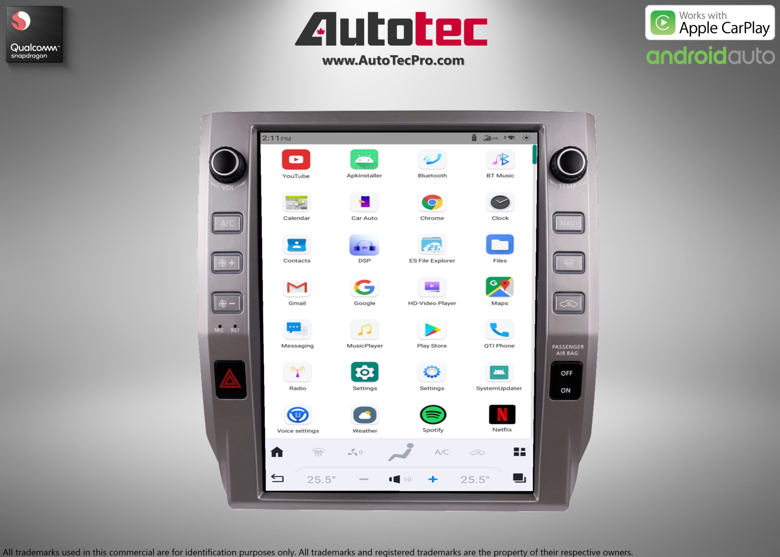 Toyota Tundra (2014 – 2021) 12.1″ HD Touch-Screen Android Navigation System | Android 13 | GPS | BT | WiFi | Camera | CarPlay