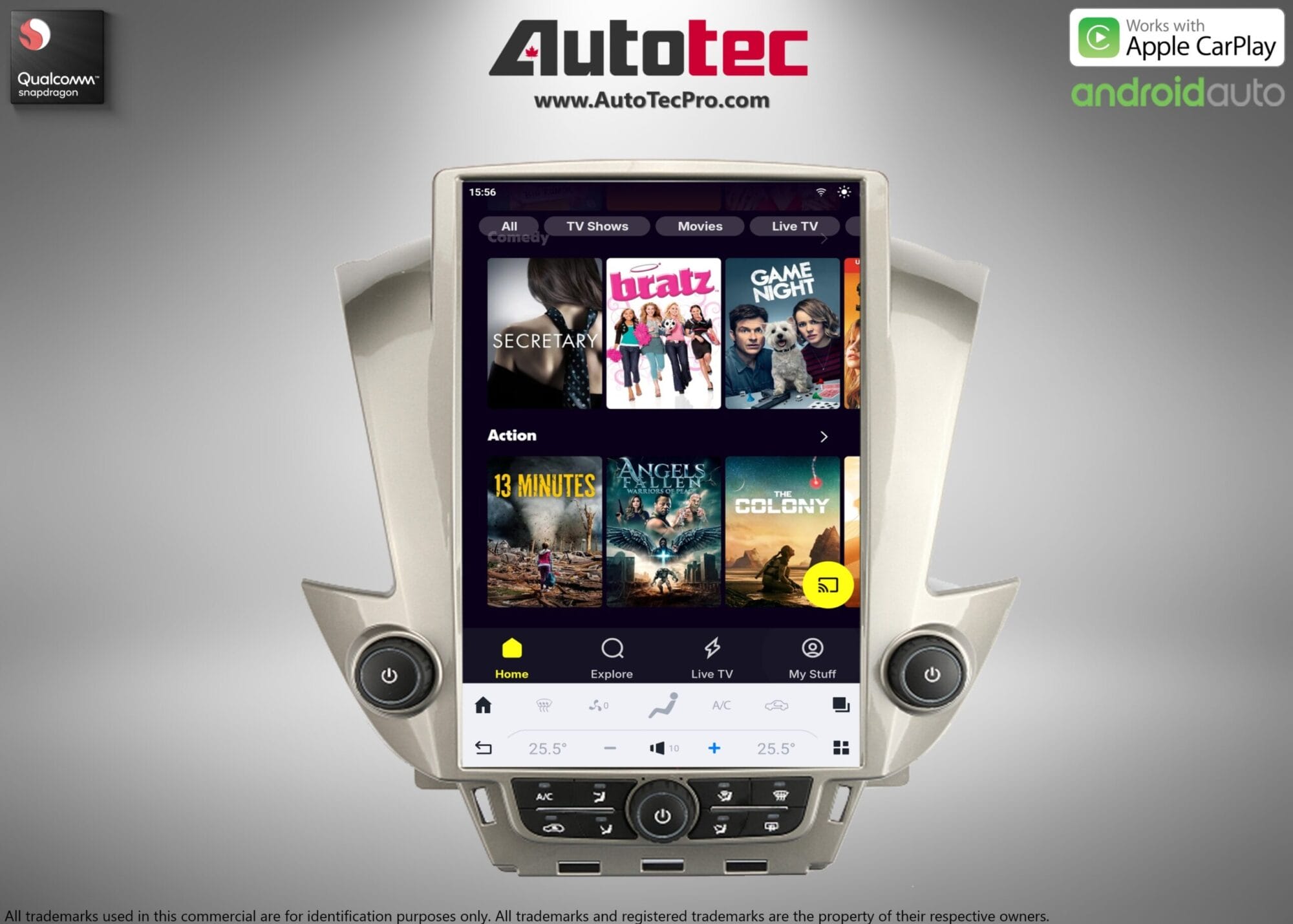 Chevrolet Tahoe / Suburban / GMC Yukon (2015 – 2020) 15.6″ IPS QHD 2K Touch-Screen Navigation & Infotainment System | Android 13 | GPS | BT | Wifi | CarPlay | Onstar | 4G LTE