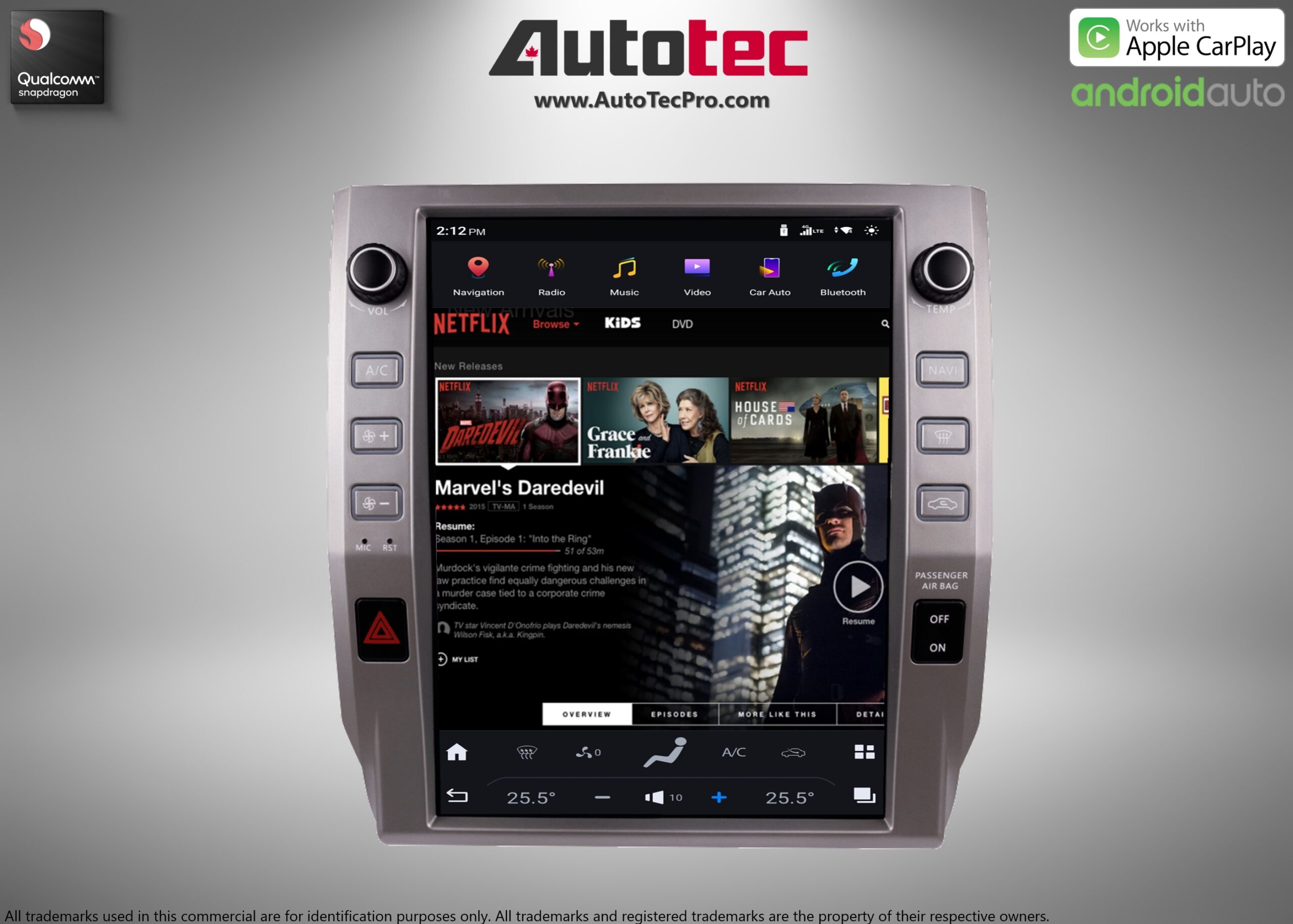 Toyota Tundra (2014 – 2021) 12.1″ HD Touch-Screen Android Navigation System | Android 13 | GPS | BT | WiFi | Camera | CarPlay