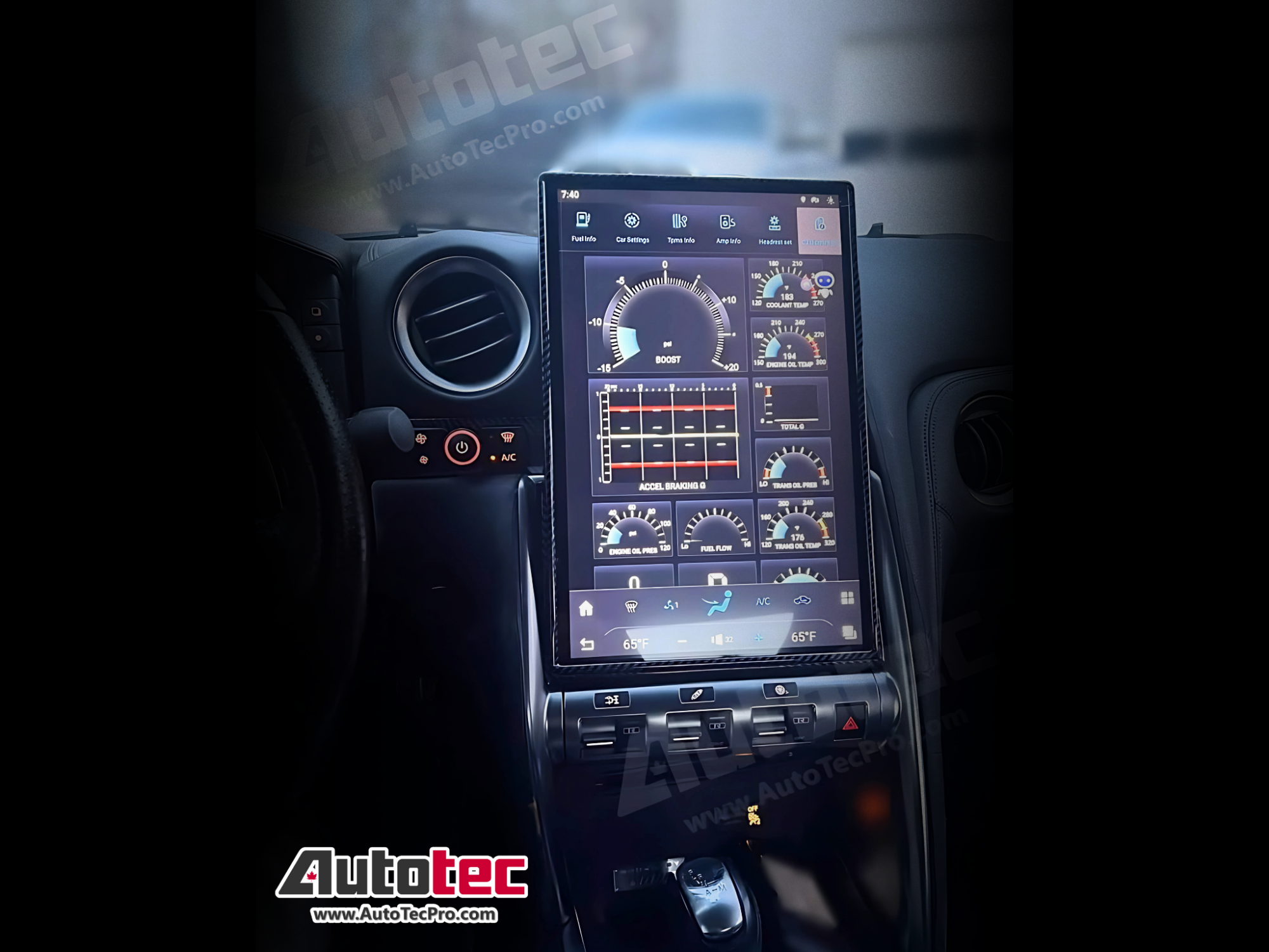 Nissan GTR (2009 – 2015) 14.4″ IPS QHD 2K Touch-Screen Android Navigation System | Android 13 | GPS | BT | Wifi | CarPlay | Android Auto | 4G LTE