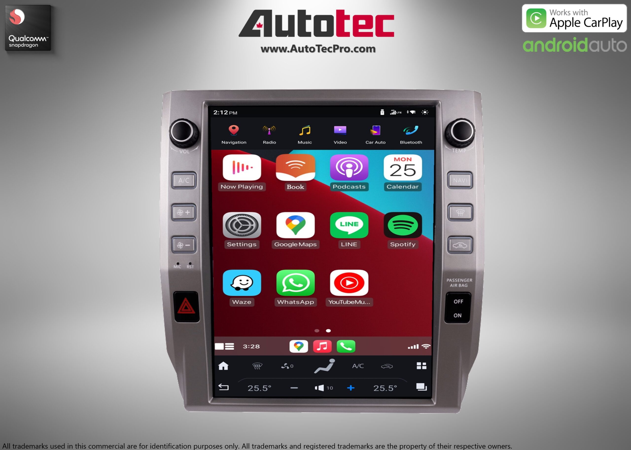 Toyota Tundra (2014 – 2021) 12.1″ HD Touch-Screen Android Navigation System | Android 13 | GPS | BT | WiFi | Camera | CarPlay