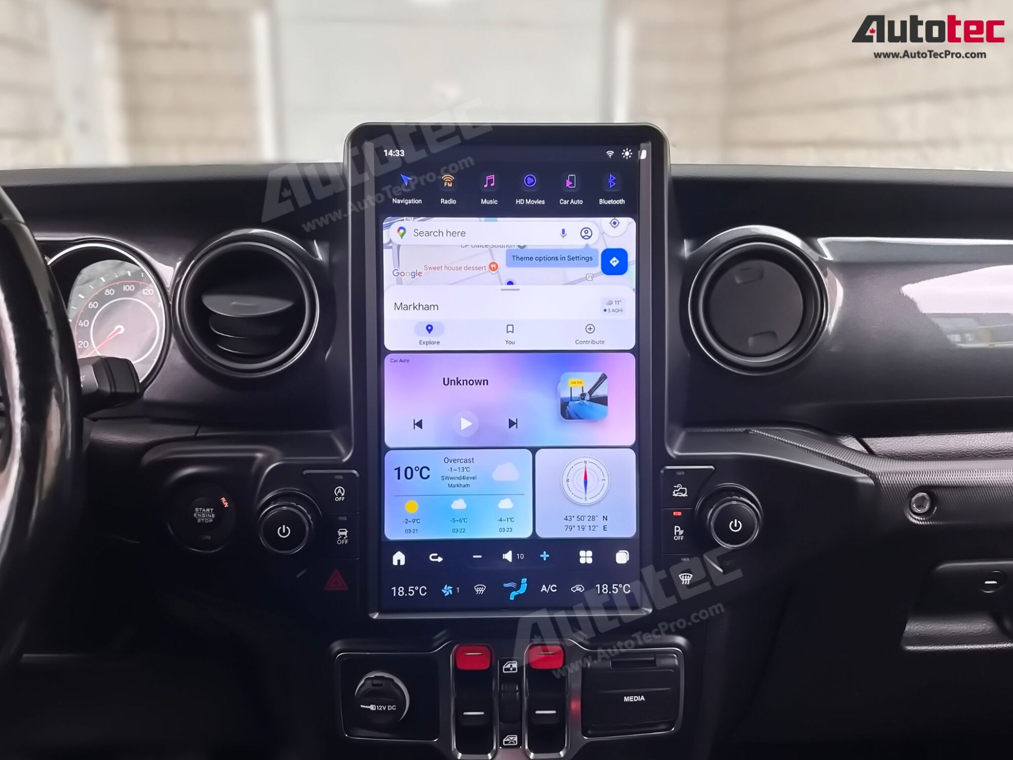 Jeep Wrangler (2018 – 2023) 13.6″ IPS HD Touch-Screen Navigation & Infotainment System | Android 13 | GPS | BT | Wifi | CarPlay