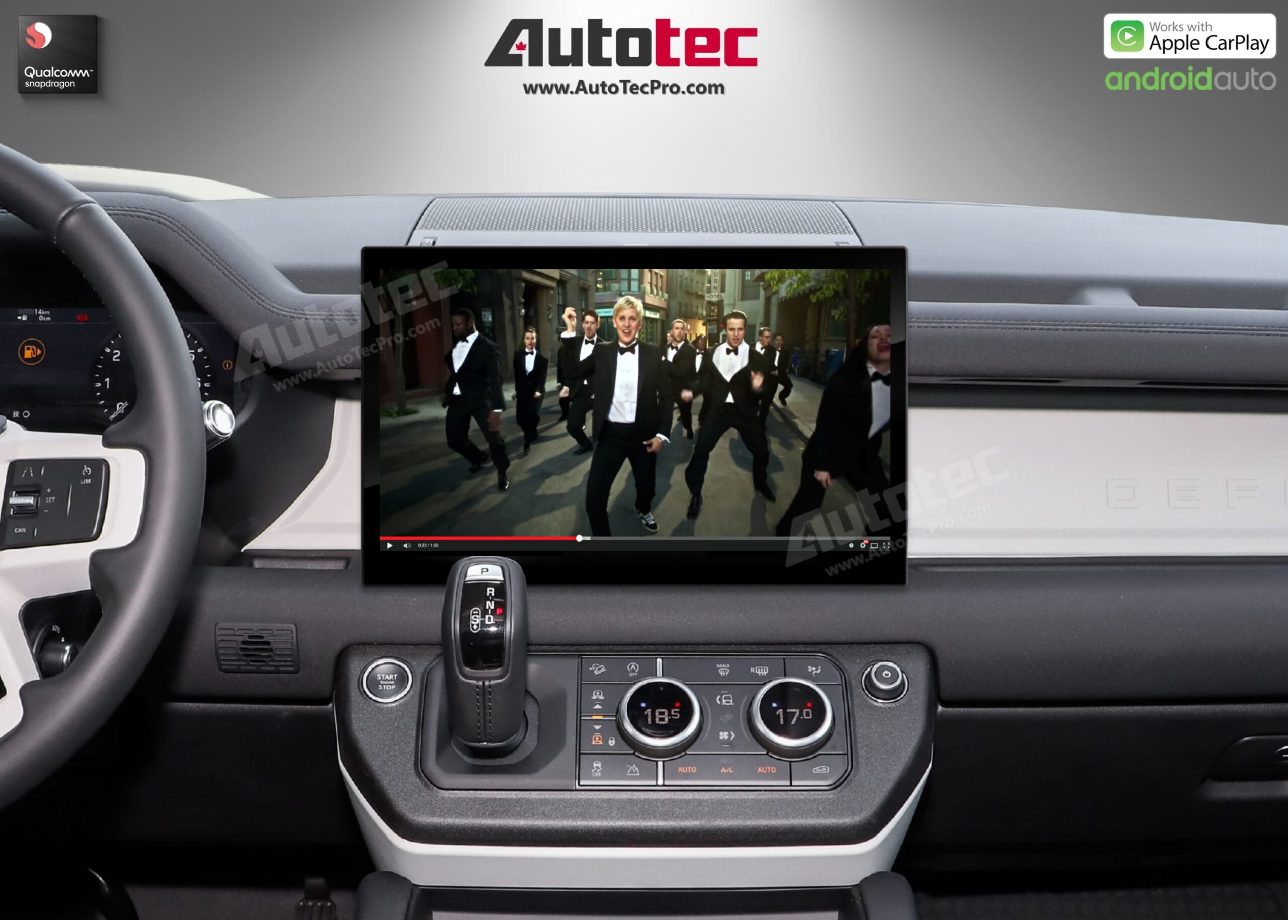 Land Rover Defender (2018 – 2024) 13.3″ HD IPS Touch-Screen Navigation & Infotainment System | Android 13 | GPS | BT | Wifi | CarPlay | PIVI | 4G LTE