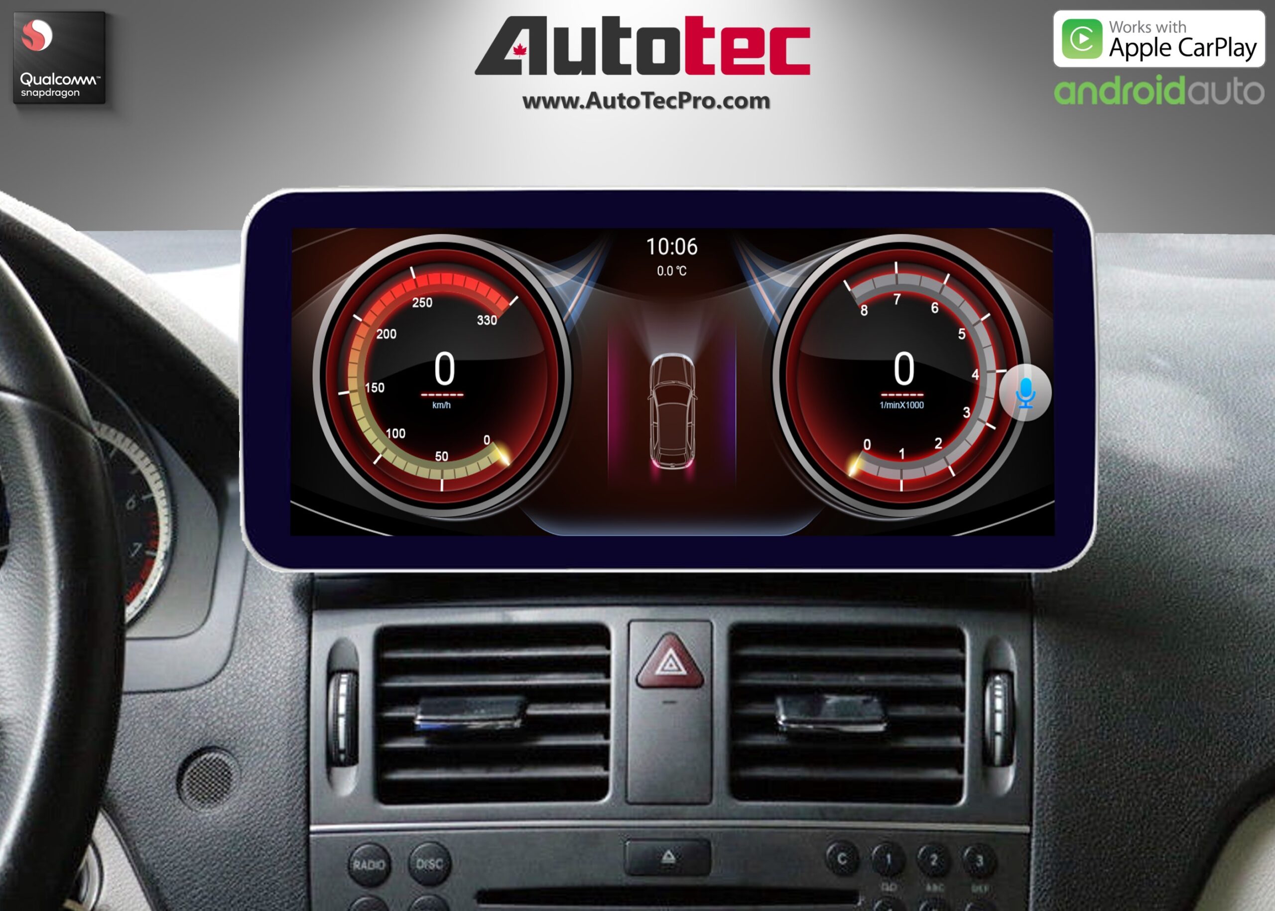 Mercedes-Benz C-Class (2007-2011 | W204) Direct-Fit 10.25″ / 12.3″ HD IPS Touch-Screen Android Navigation System | Android 14 | GPS | BT | Wifi | 4G LTE | Camera | CarPlay