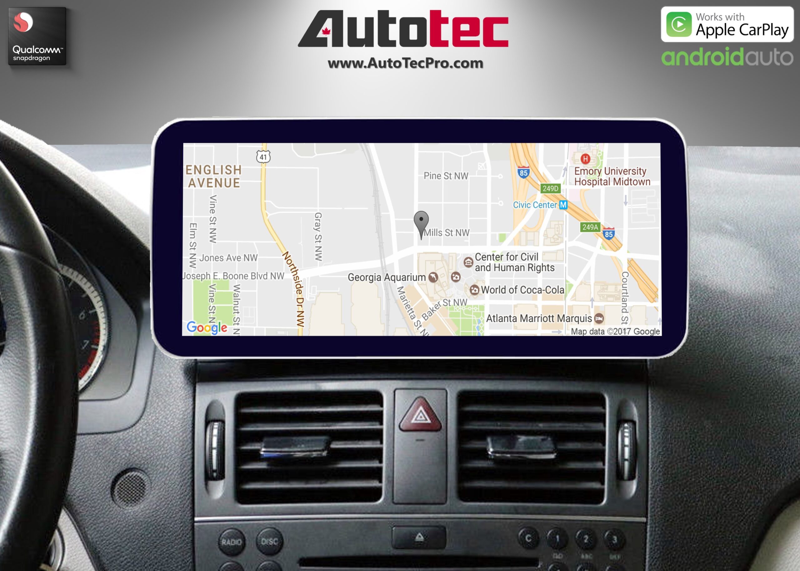 Mercedes-Benz C-Class (2007-2011 | W204) Direct-Fit 10.25″ / 12.3″ HD IPS Touch-Screen Android Navigation System | Android 14 | GPS | BT | Wifi | 4G LTE | Camera | CarPlay