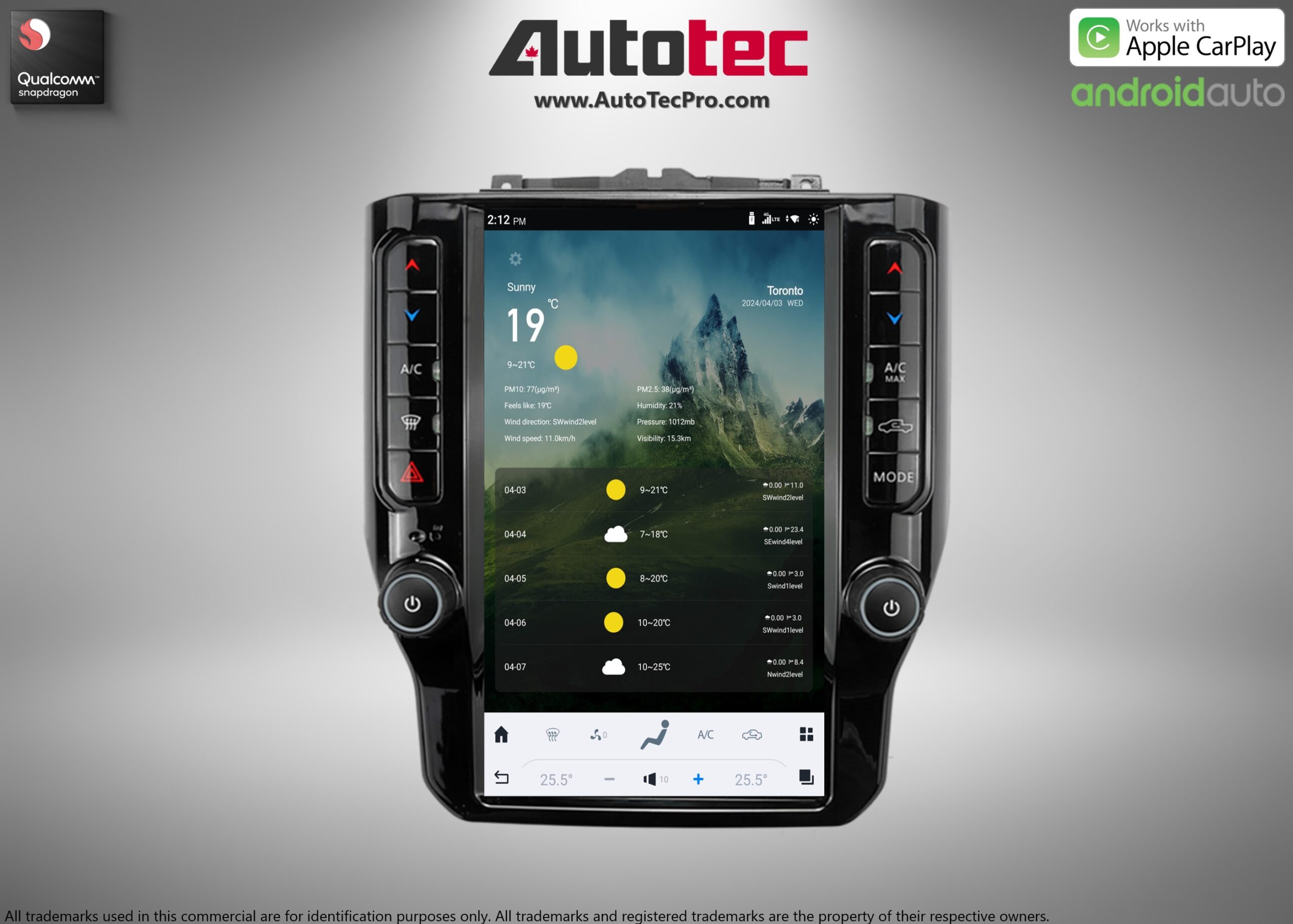 Dodge RAM (2019 – 2023) 12″ HD Tesla-Style Navigation & Infotainment System | Android 13 | GPS | BT | Wifi | CarPlay | 4G LTE