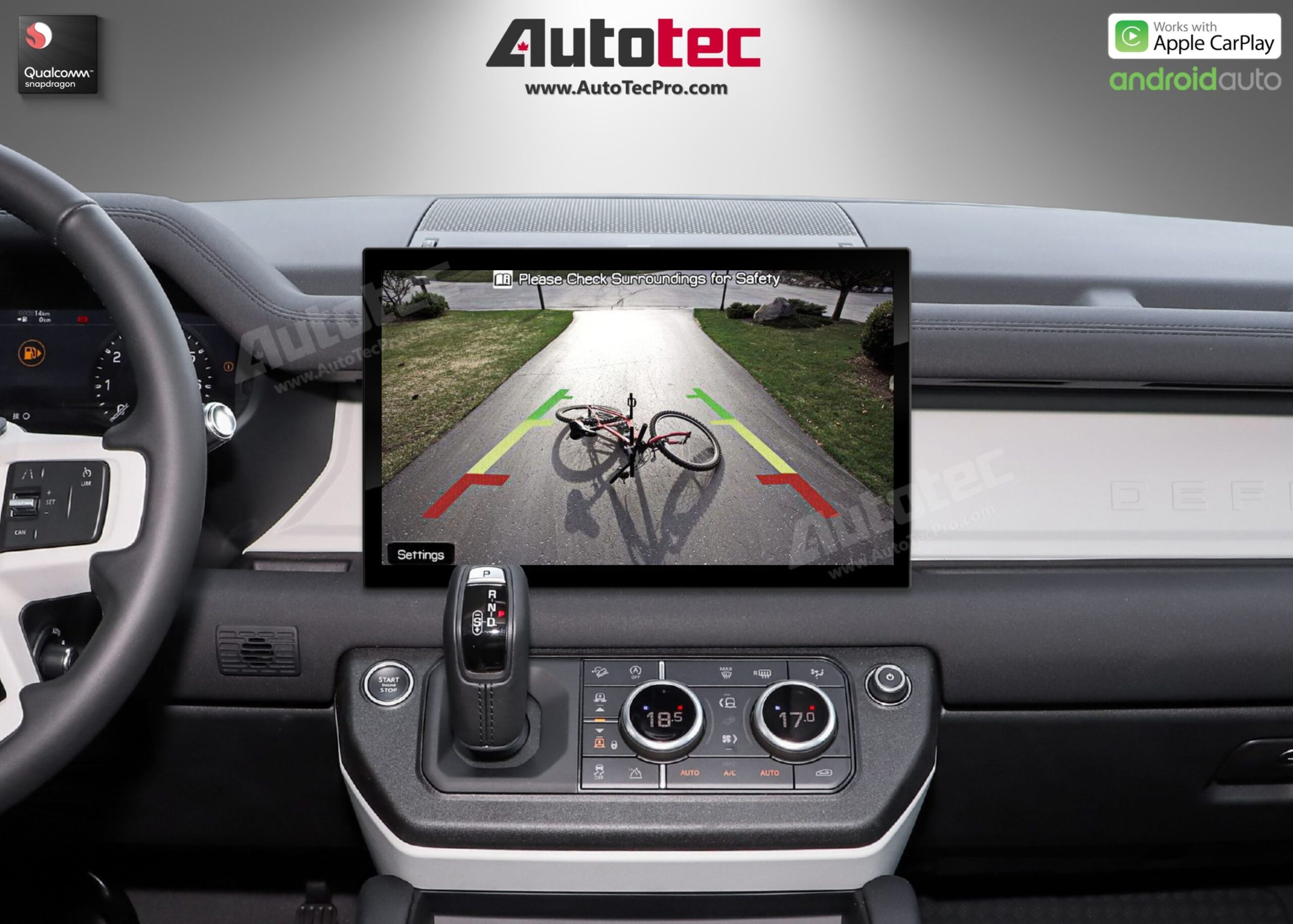 Land Rover Defender (2018 – 2024) 13.3″ HD IPS Touch-Screen Navigation & Infotainment System | Android 13 | GPS | BT | Wifi | CarPlay | PIVI | 4G LTE