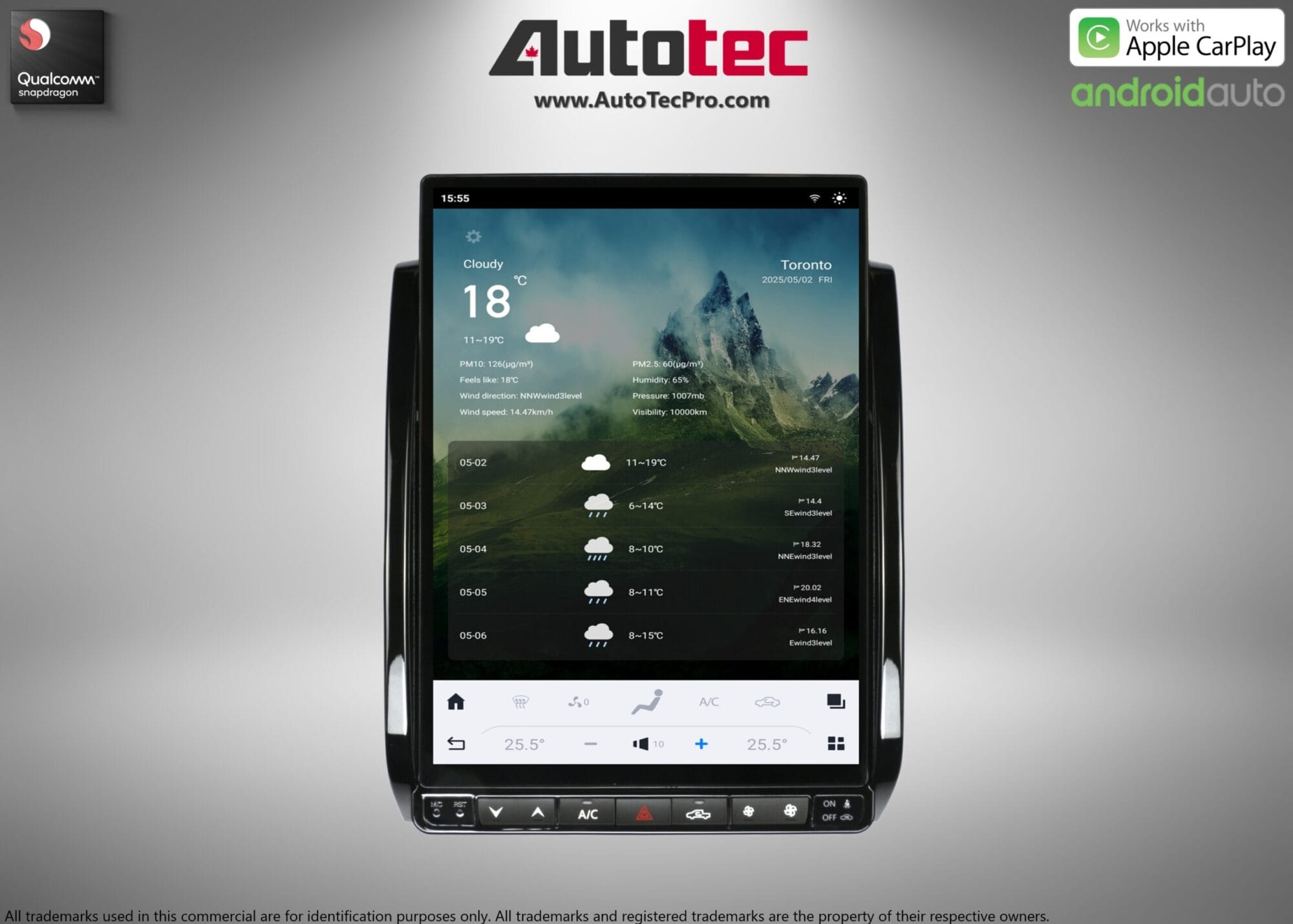 Toyota Tacoma (2005 – 2015) 13.8″ HD Touch-Screen Android Navigation System | Android 13 | GPS | BT | WiFi | Camera | CarPlay