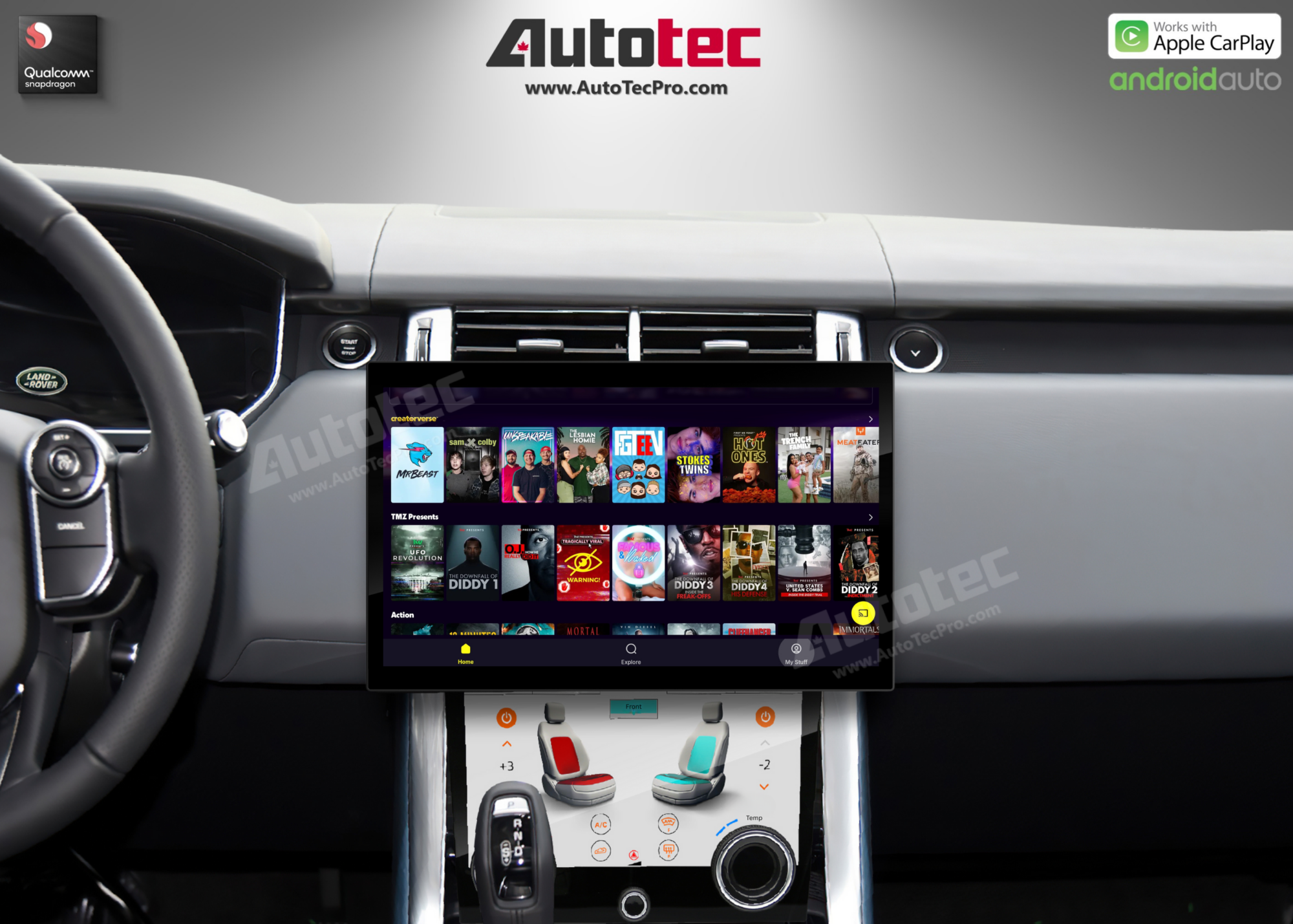 Land Rover Range Rover Vogue | Sport | Evoque (2013 – 2018) 13.3″ HD IPS Touch-Screen Navigation & Infotainment System | Android 14 | GPS | BT | Wifi | CarPlay | Bosch | Harman | 4G LTE