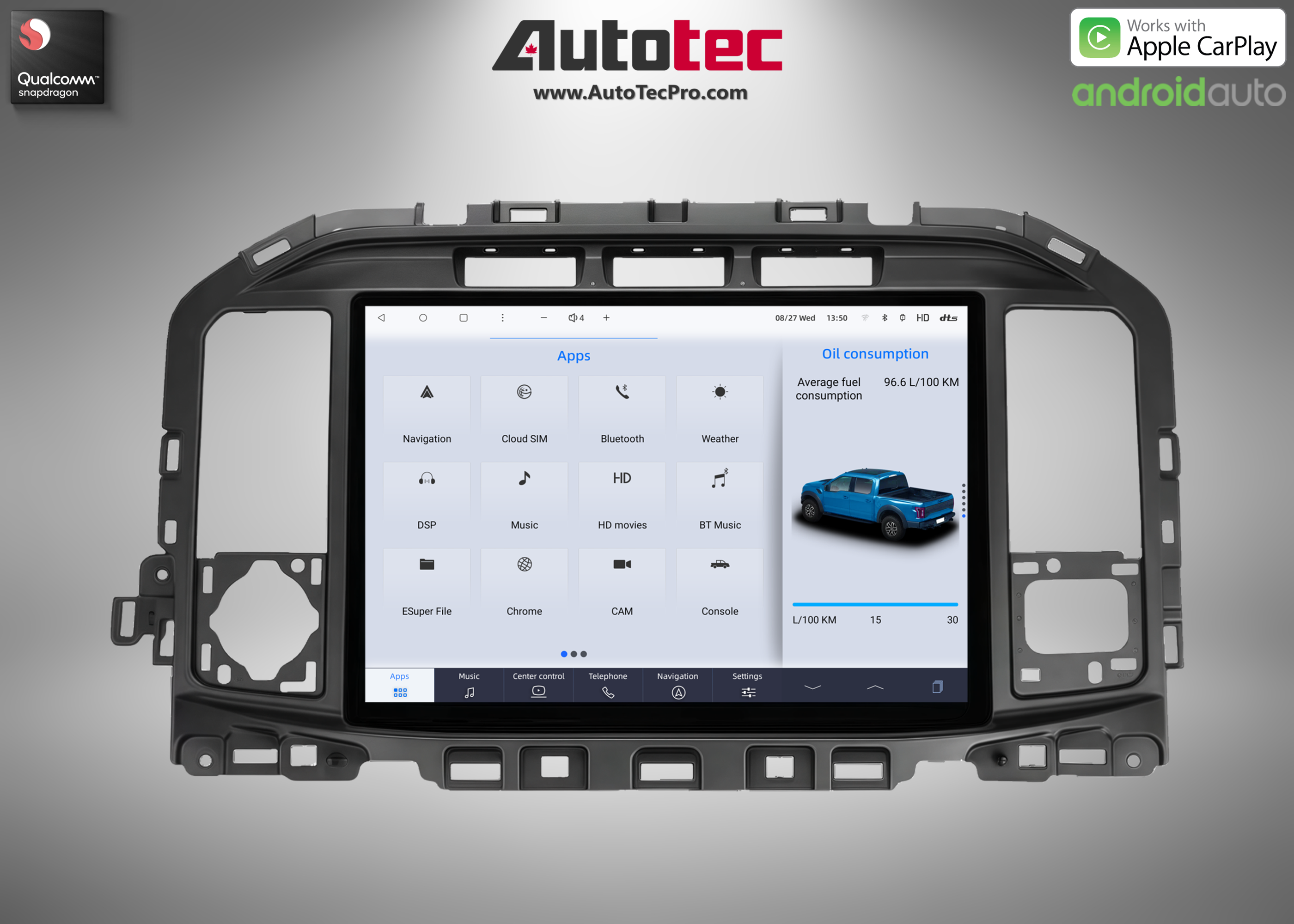 Ford F150 F250 F350 F450 F650 (2021 – 2026) 13.2″ IPS 2K QHD Touch-Screen Navigation & Infotainment System | Android 13 | GPS | BT | Wifi | CarPlay | SYNC 4 | 4G LTE