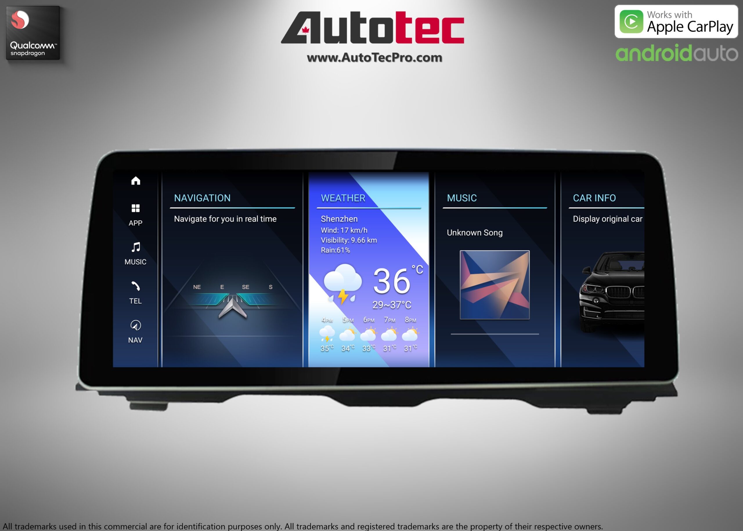 BMW 5 Series (2011 – 2018) F10 F11 OEM-FIT 12.3″ HD Touch-Screen Android Navigation System | Android 14 | GPS | BT | Wifi | 4G LTE | CarPlay