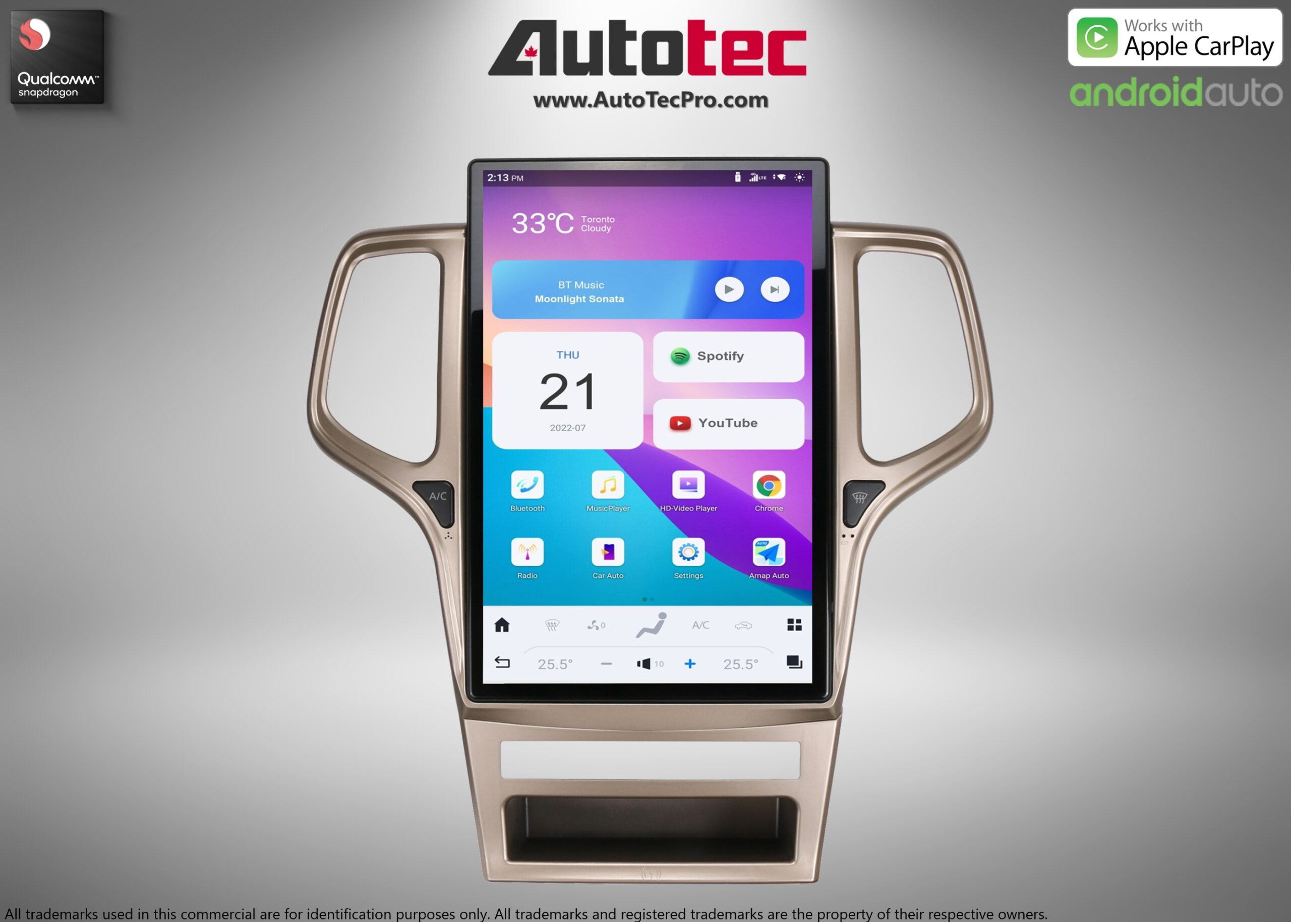 Jeep Grand Cherokee (2011 – 2013) 14.4″ IPS QHD 2K Touch-Screen Android Navigation System | Android 13 | GPS | BT | Wifi | CarPlay | Android Auto | 4G LTE