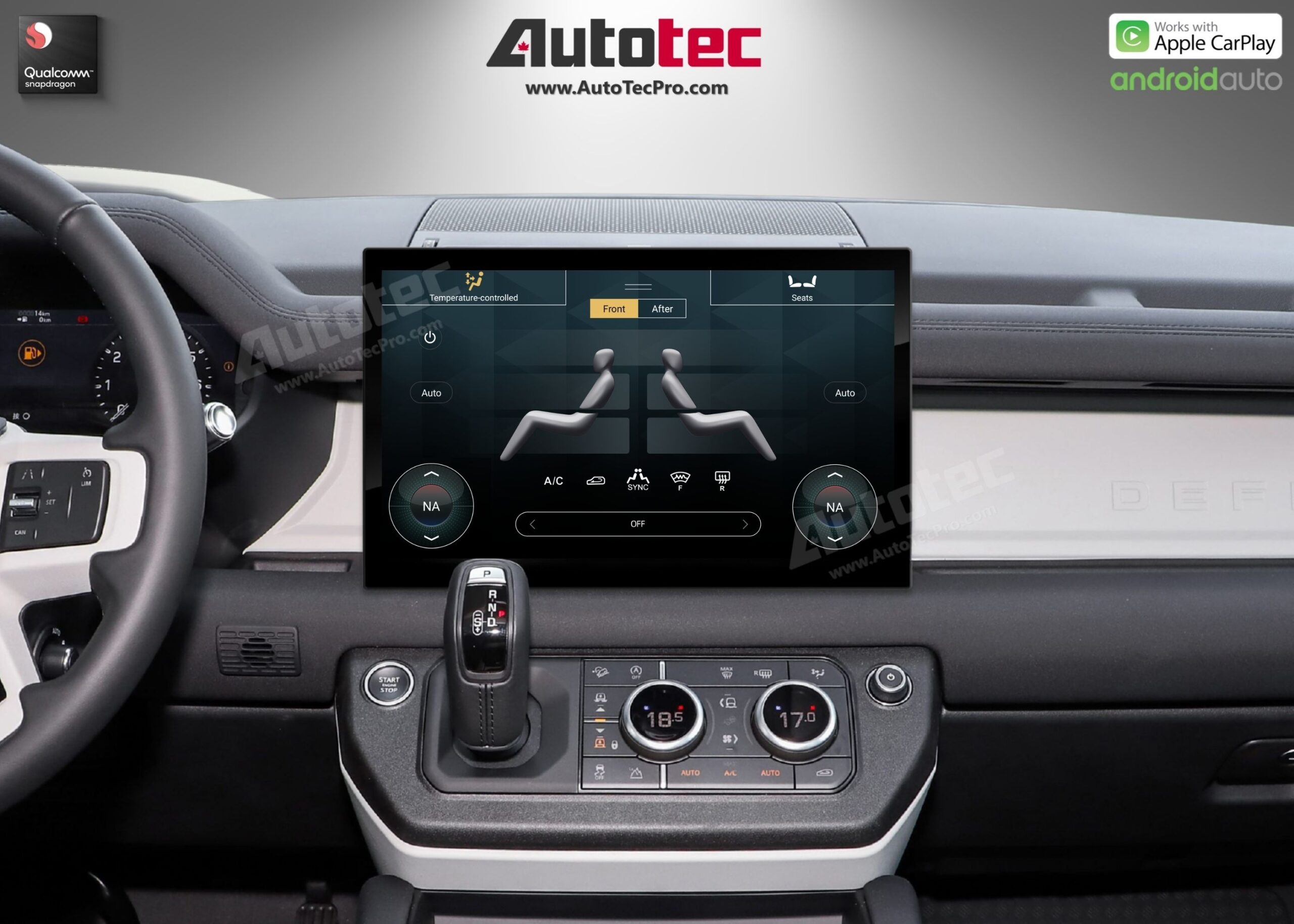 Land Rover Defender (2018 – 2024) 13.3″ HD IPS Touch-Screen Navigation & Infotainment System | Android 13 | GPS | BT | Wifi | CarPlay | PIVI | 4G LTE
