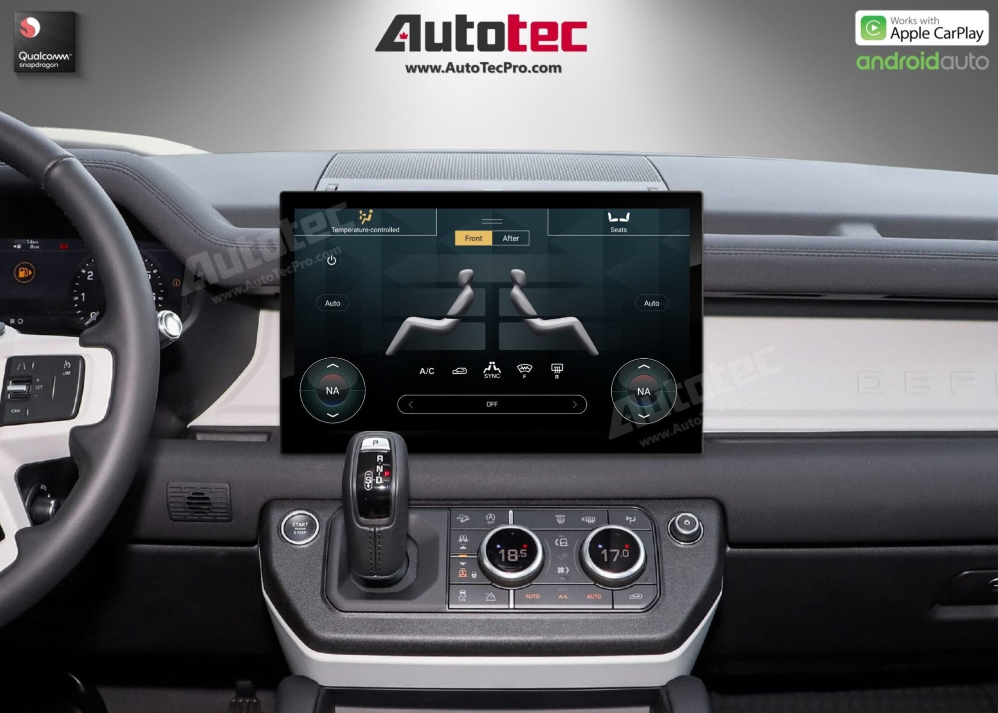 Land Rover Defender (2018 – 2024) 13.3″ HD IPS Touch-Screen Navigation & Infotainment System | Android 14 | GPS | BT | Wifi | CarPlay | PIVI | 4G LTE