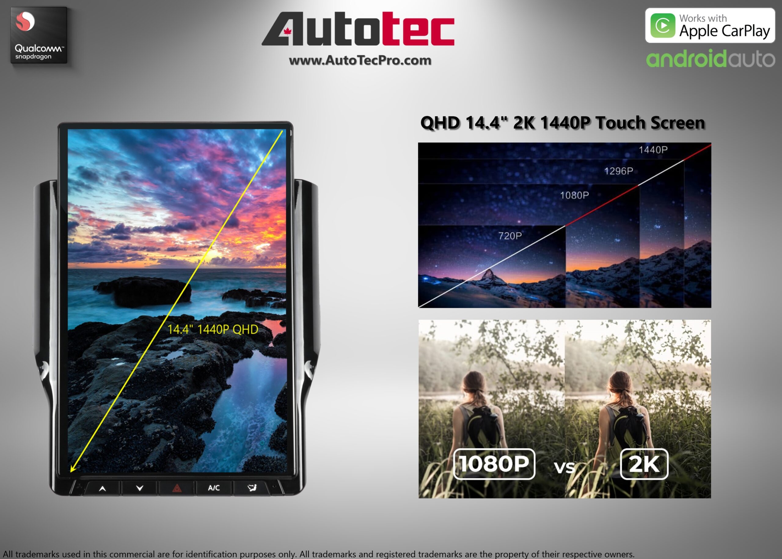 Dodge RAM (2019 – 2024) 14.4″ IPS QHD 2K Touch-Screen Android Navigation System | Android 13 | GPS | BT | Wifi | CarPlay | Android Auto | 4G LTE