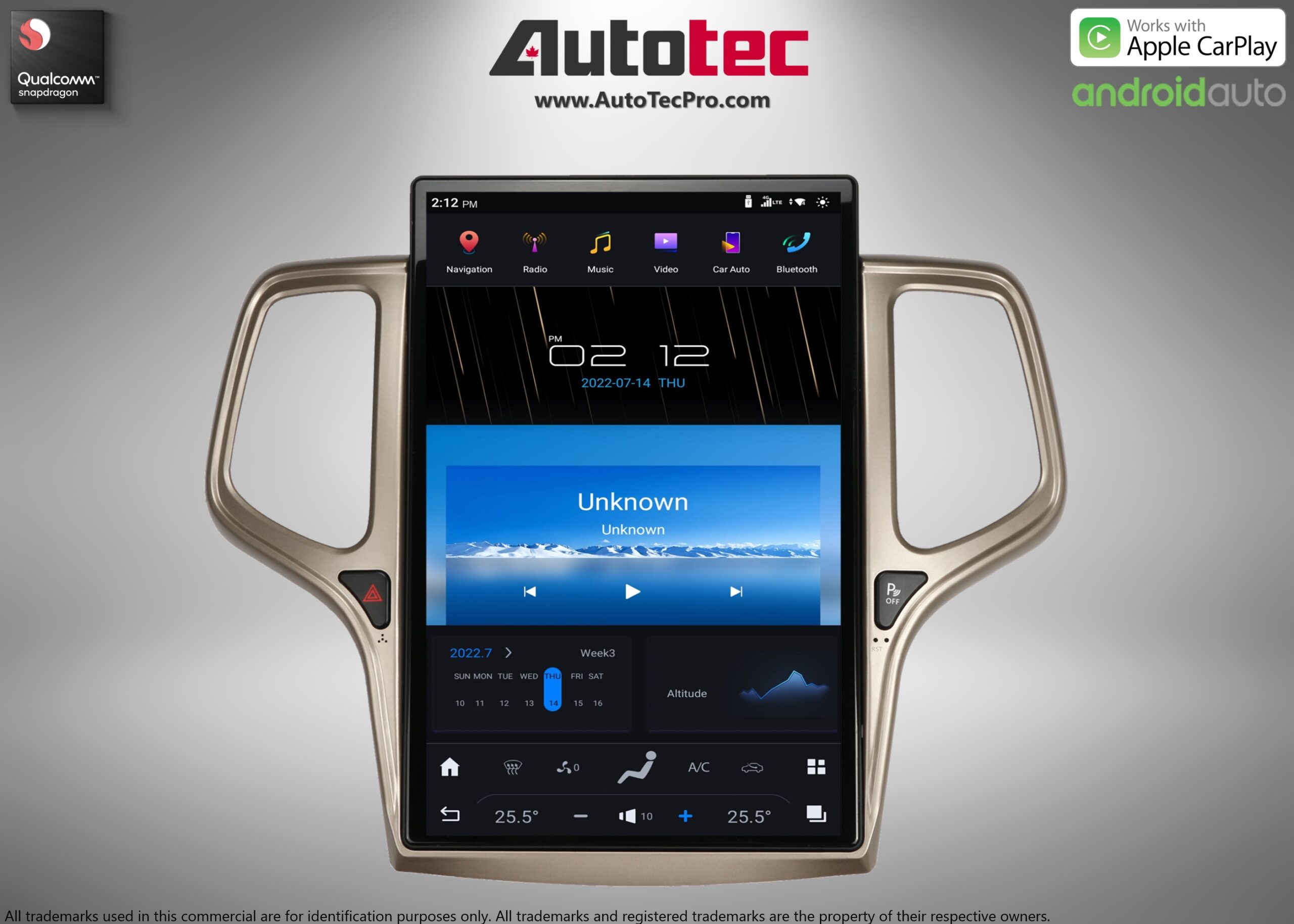 Jeep Cherokee (2011 – 2021) 14.4″ IPS QHD 2K Touch-Screen Android Navigation System | Android 11 | GPS | BT | Wifi | CarPlay | Android Auto | 4G LTE