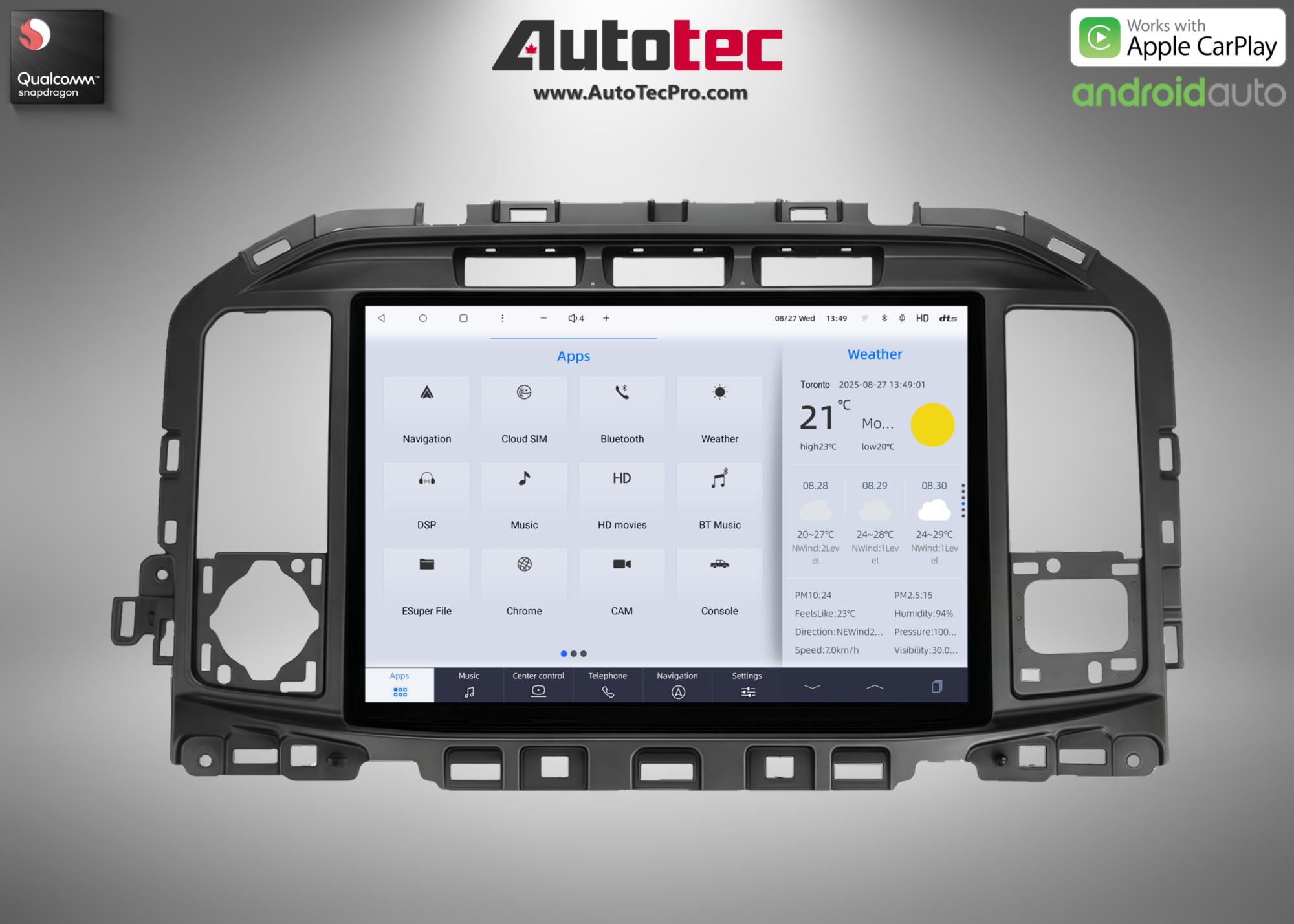 Ford F150 F250 F350 F450 F650 (2021 – 2026) 13.2″ IPS 2K QHD Touch-Screen Navigation & Infotainment System | Android 13 | GPS | BT | Wifi | CarPlay | SYNC 4 | 4G LTE