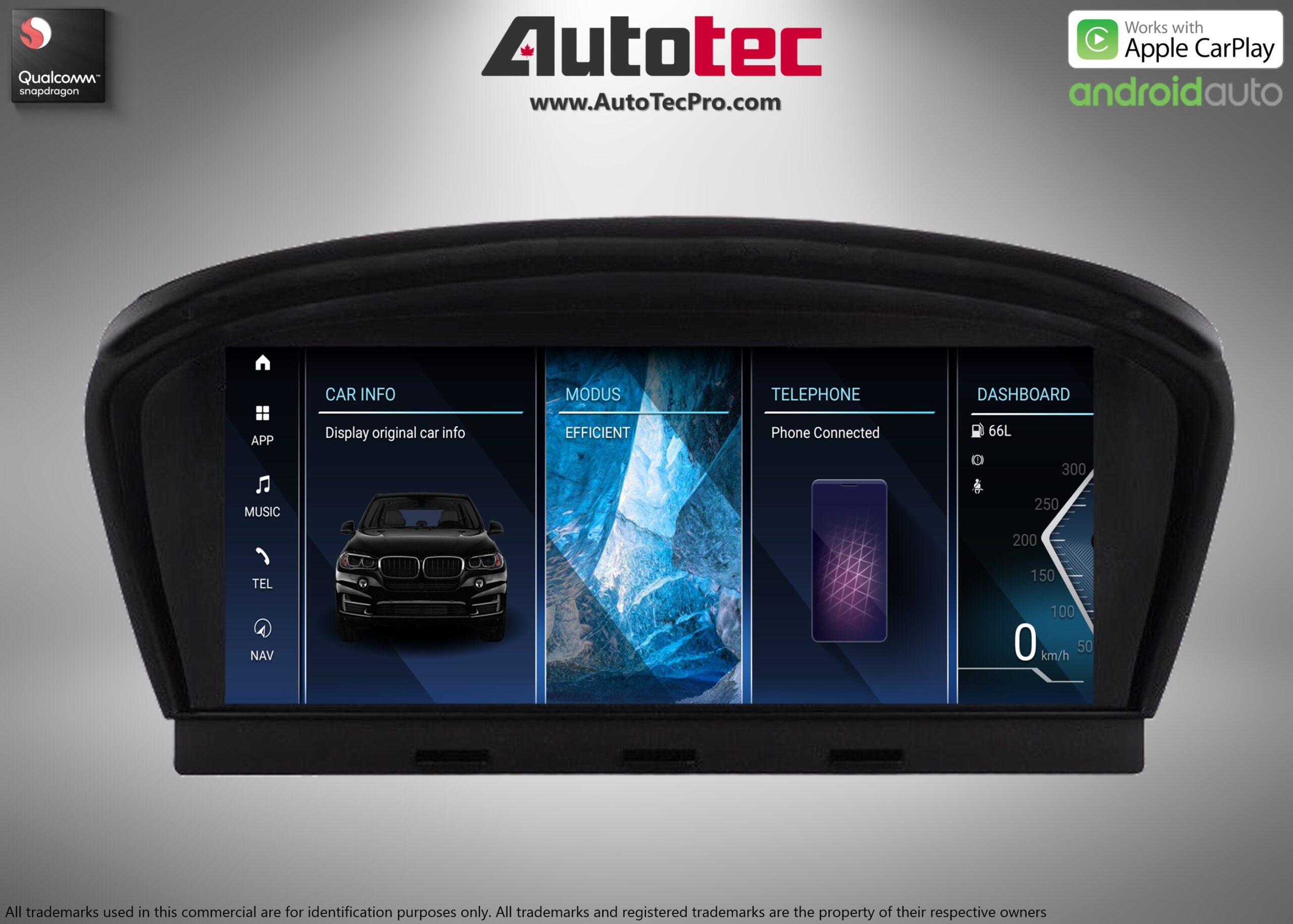 BMW 5 Series (2003 – 2010) E60 OEM FIT 8.8″ HD Touch-Screen Android Navigation System | Android 14 | GPS | BT | Wifi | Camera | CarPlay