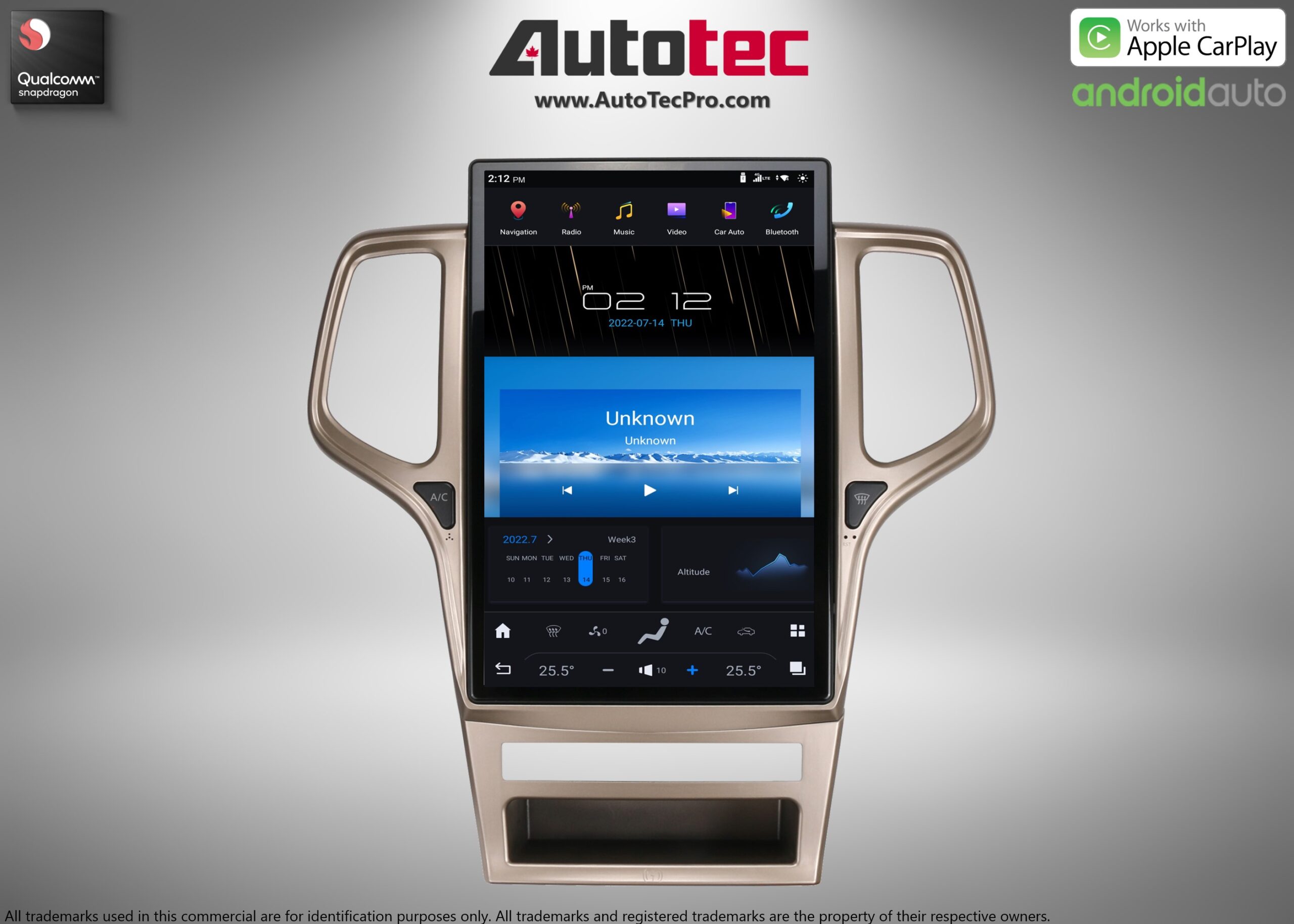 Jeep Grand Cherokee (2011 – 2013) 14.4″ IPS QHD 2K Touch-Screen Android Navigation System | Android 13 | GPS | BT | Wifi | CarPlay | Android Auto | 4G LTE