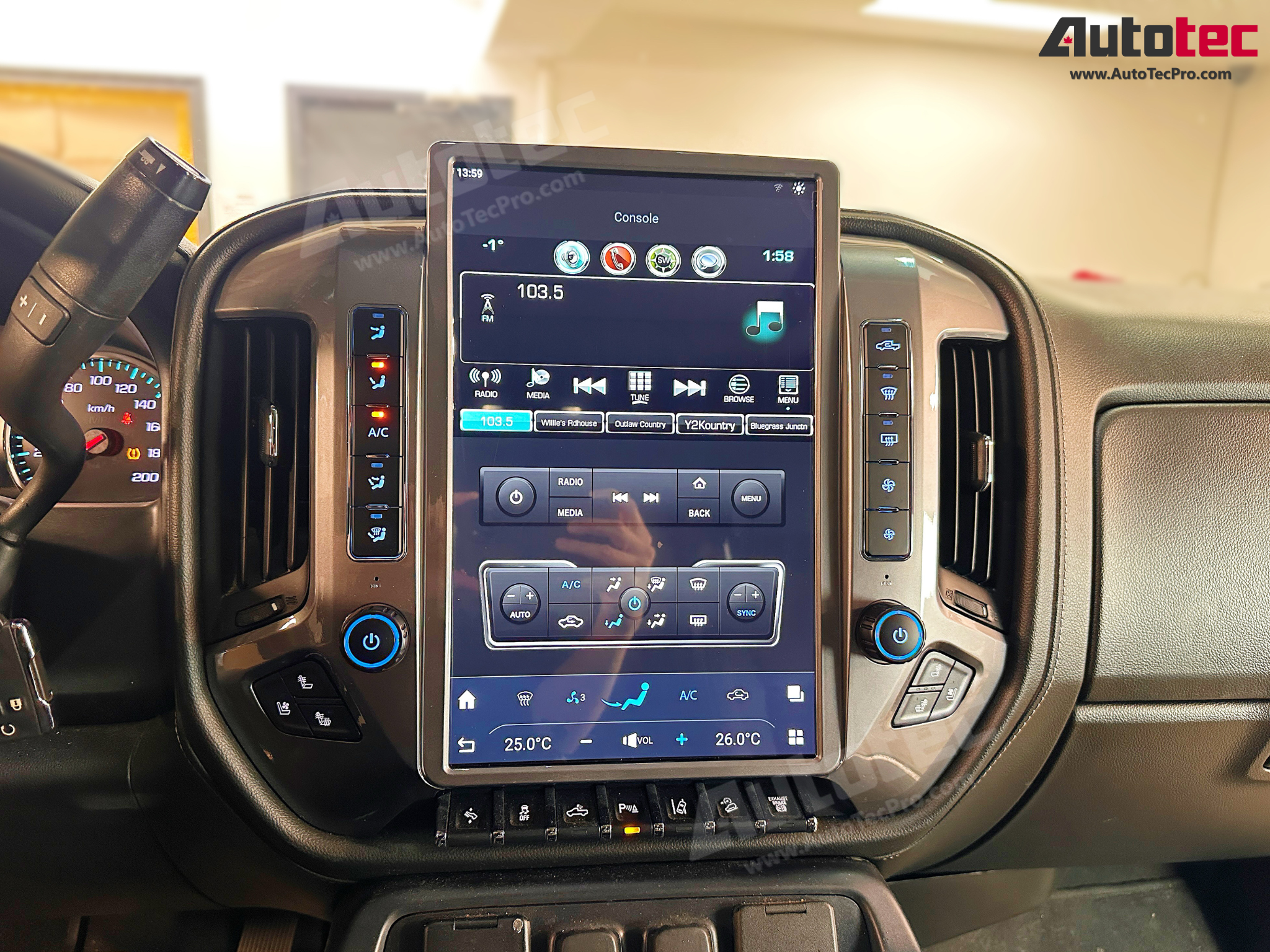 Chevrolet Silverado / GMC Sierra (2014 – 2019) 15.6″ IPS QHD 2K Touch-Screen Navigation & Infotainment System | Android 13 | GPS | BT | Wifi | CarPlay | Onstar | DSP | 4G LTE