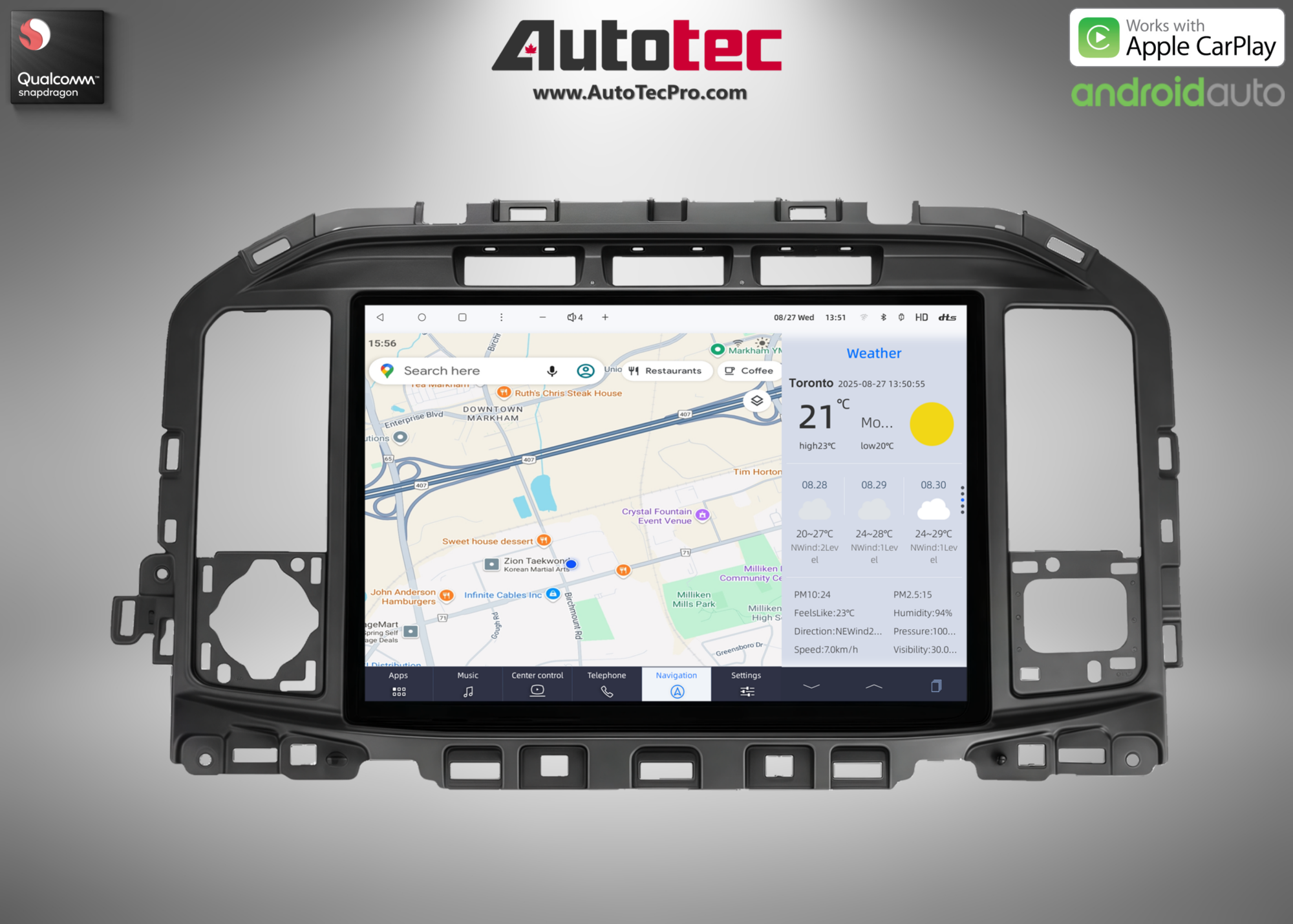 Ford F150 F250 F350 F450 F650 (2021 – 2026) 13.2″ IPS 2K QHD Touch-Screen Navigation & Infotainment System | Android 13 | GPS | BT | Wifi | CarPlay | SYNC 4 | 4G LTE